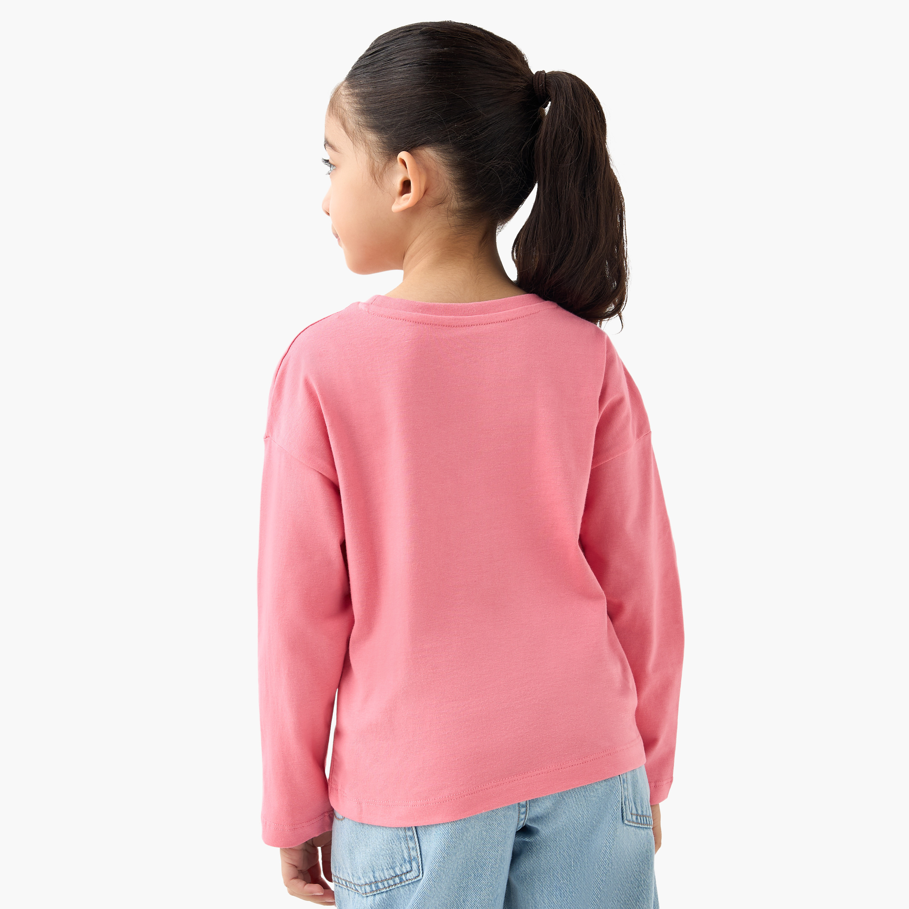 Juniors Graphic Print T-shirt with Long Sleeves-girls-clothing-tshirts-image-4