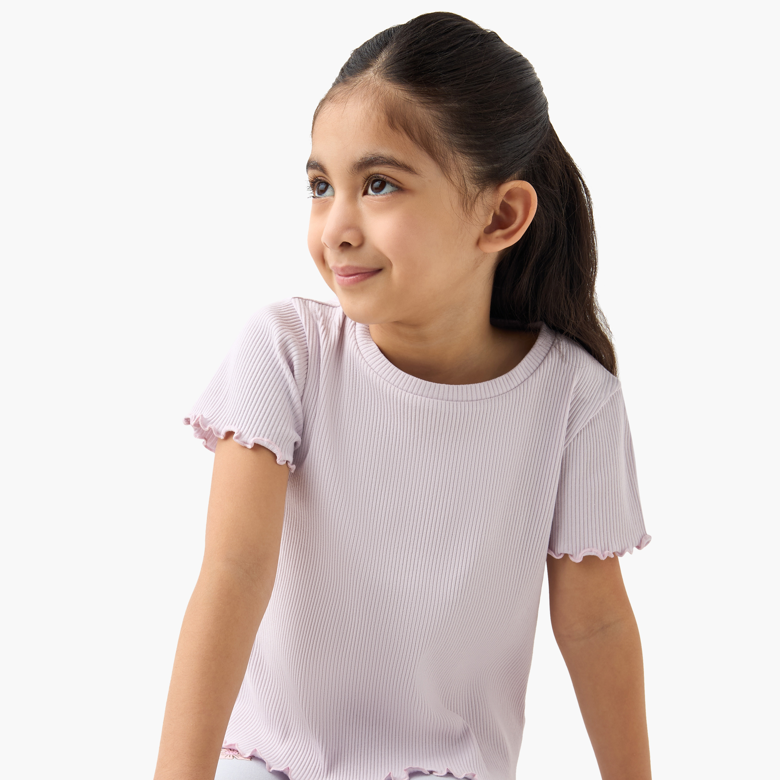 تيشيرت مضلع بياقة ضيقة من جونيورز-girls-clothing-tshirts-image-3