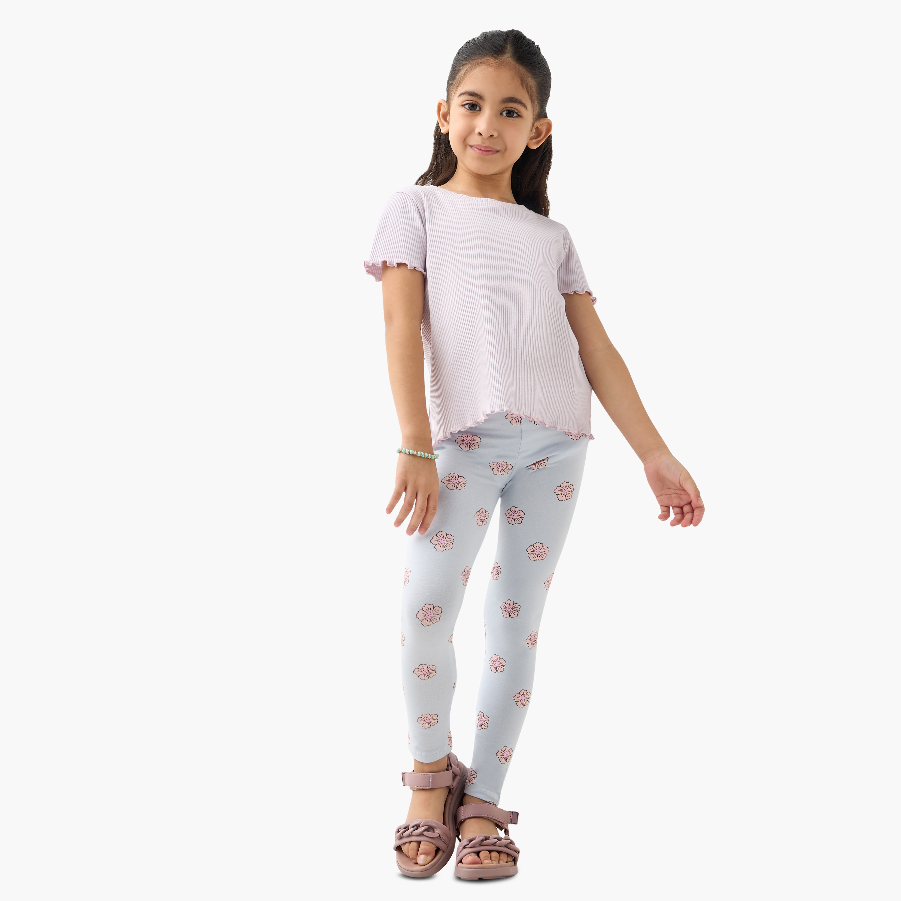 تيشيرت مضلع بياقة ضيقة من جونيورز-girls-clothing-tshirts-image-2