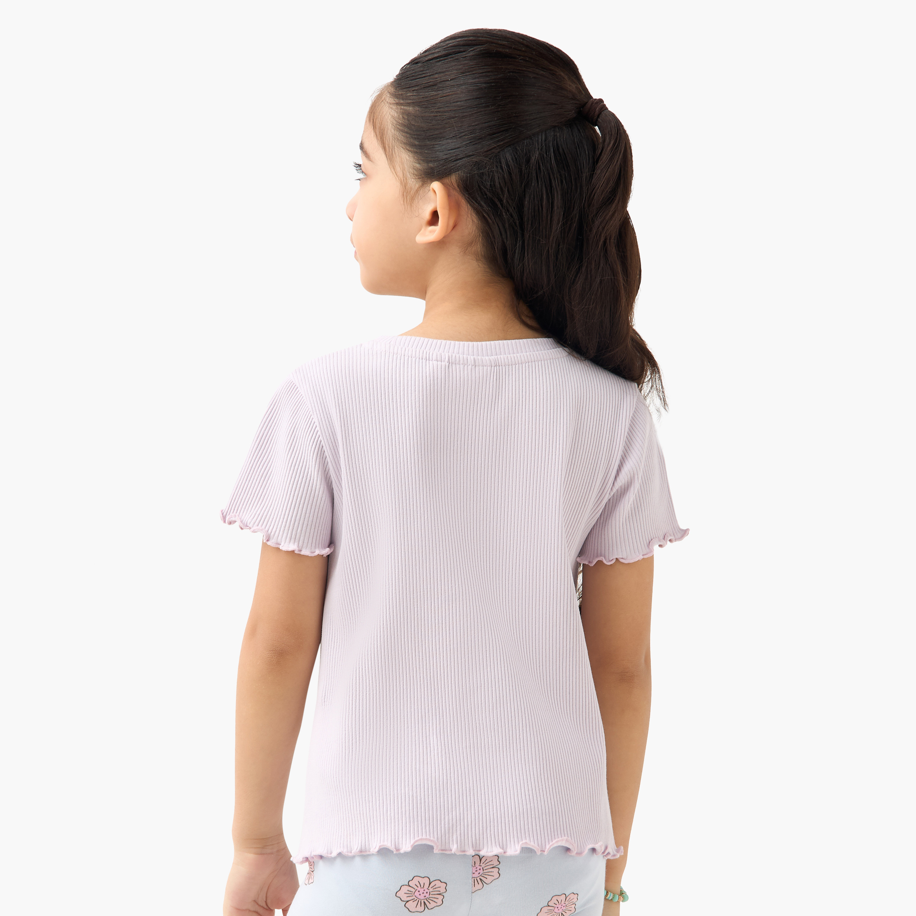 تيشيرت مضلع بياقة ضيقة من جونيورز-girls-clothing-tshirts-image-4