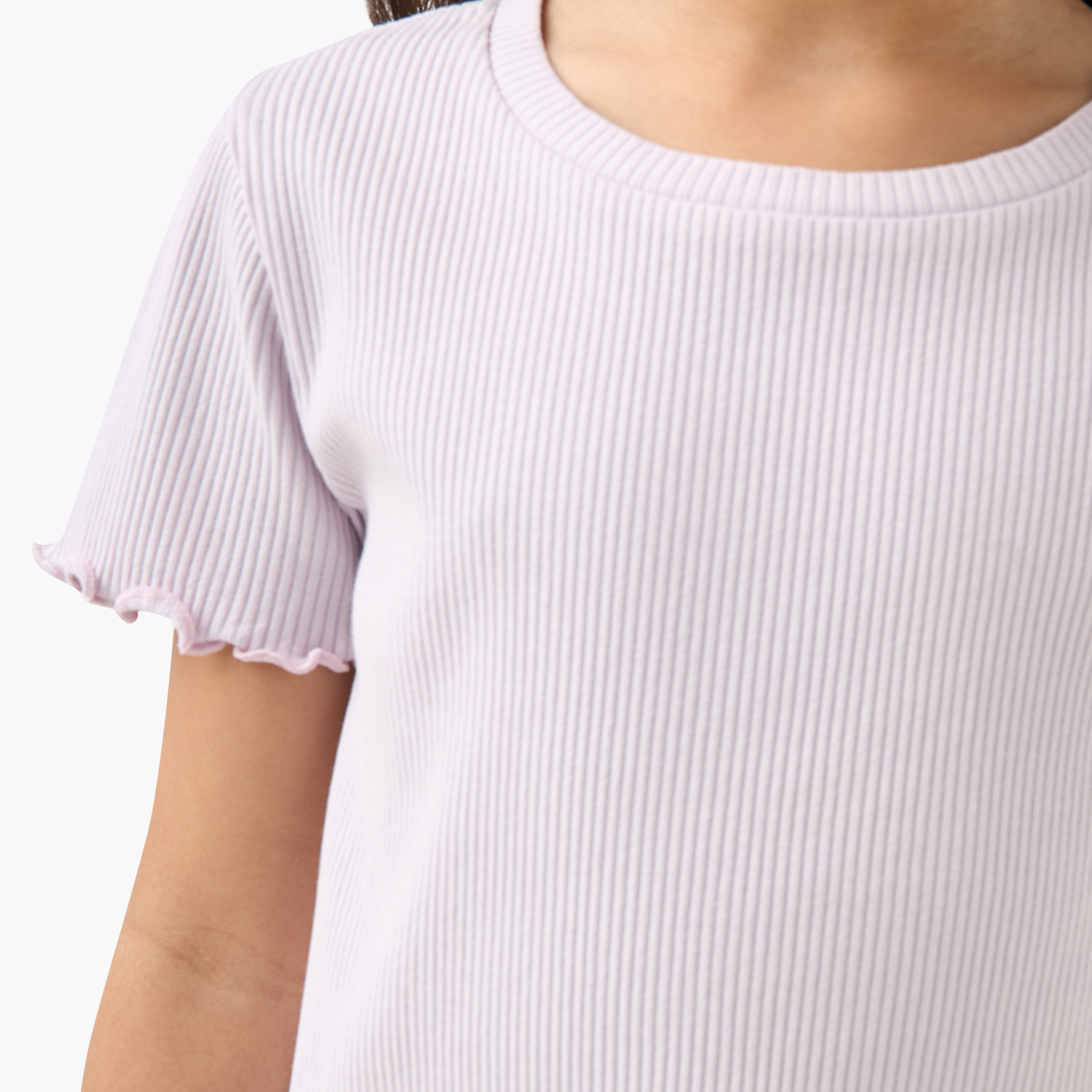 تيشيرت مضلع بياقة ضيقة من جونيورز-girls-clothing-tshirts-image-5