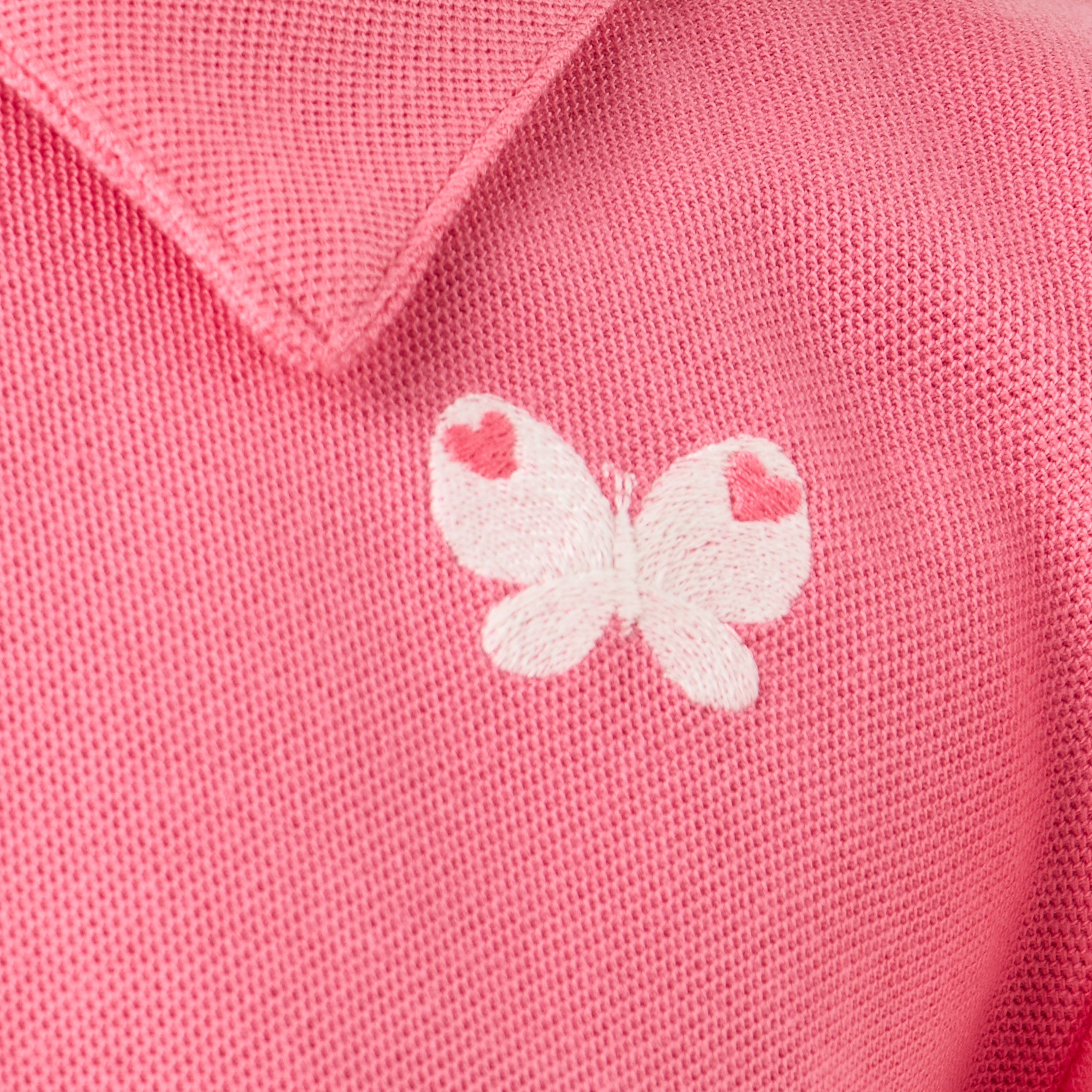 Juniors Butterfly Embroidered Polo T-shirt with Ruffle Sleeves-girls-clothing-tshirts-image-5
