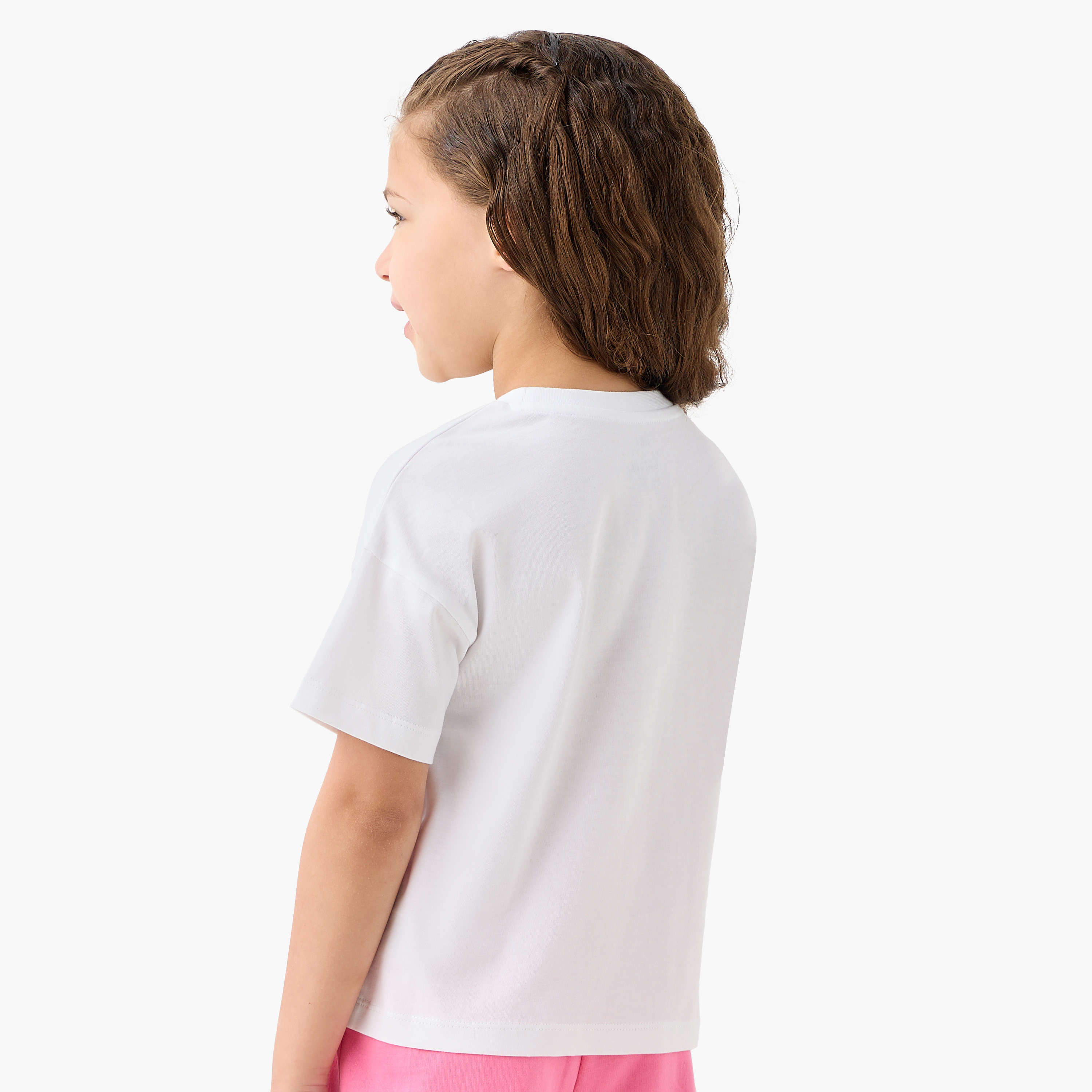 Juniors Graphic Print Crew Neck T-shirt with Short Sleeves-girls-clothing-tshirts-image-3