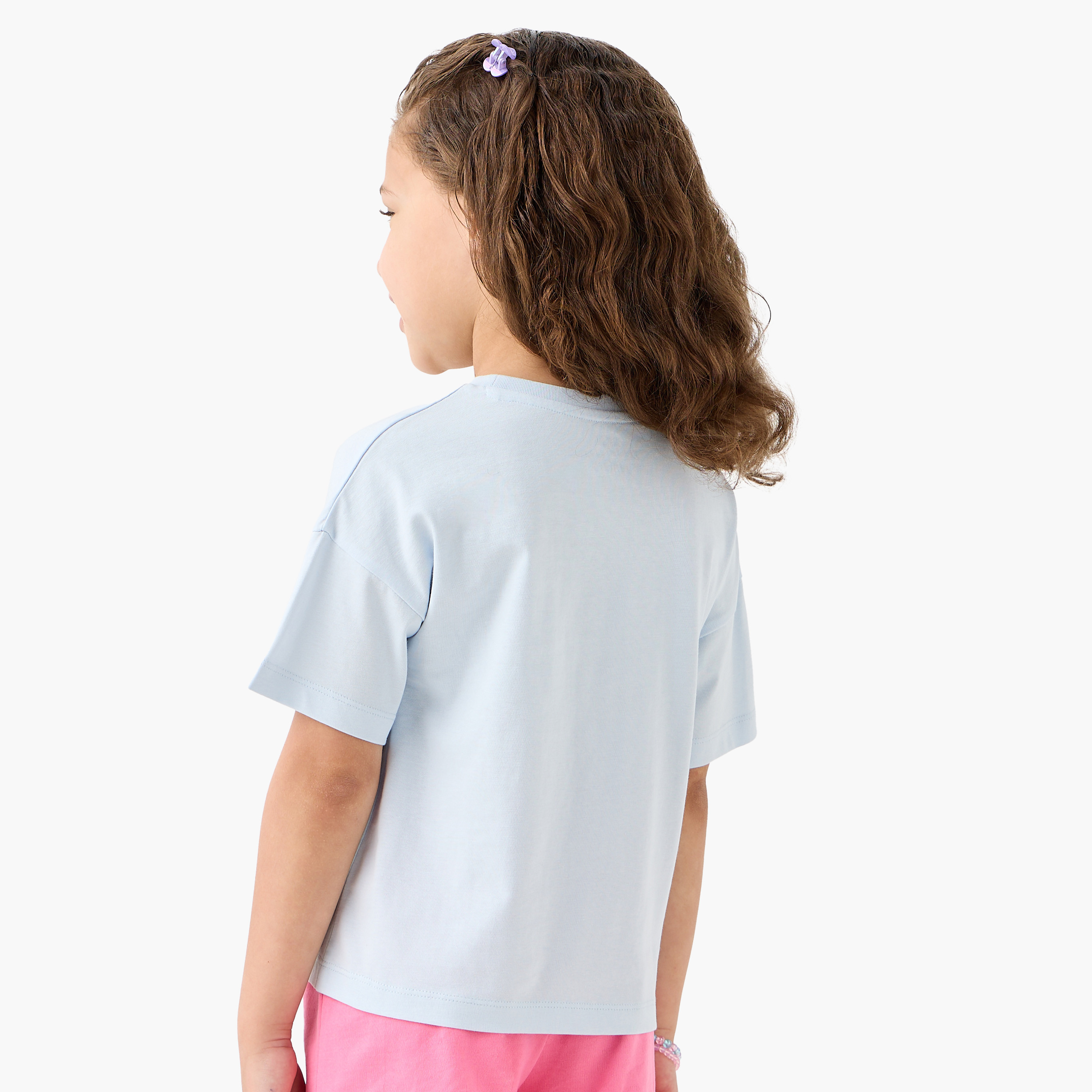 Juniors Sequinned T-shirt with Short Sleeves and Crew Neck-girls-clothing-tshirts-image-3