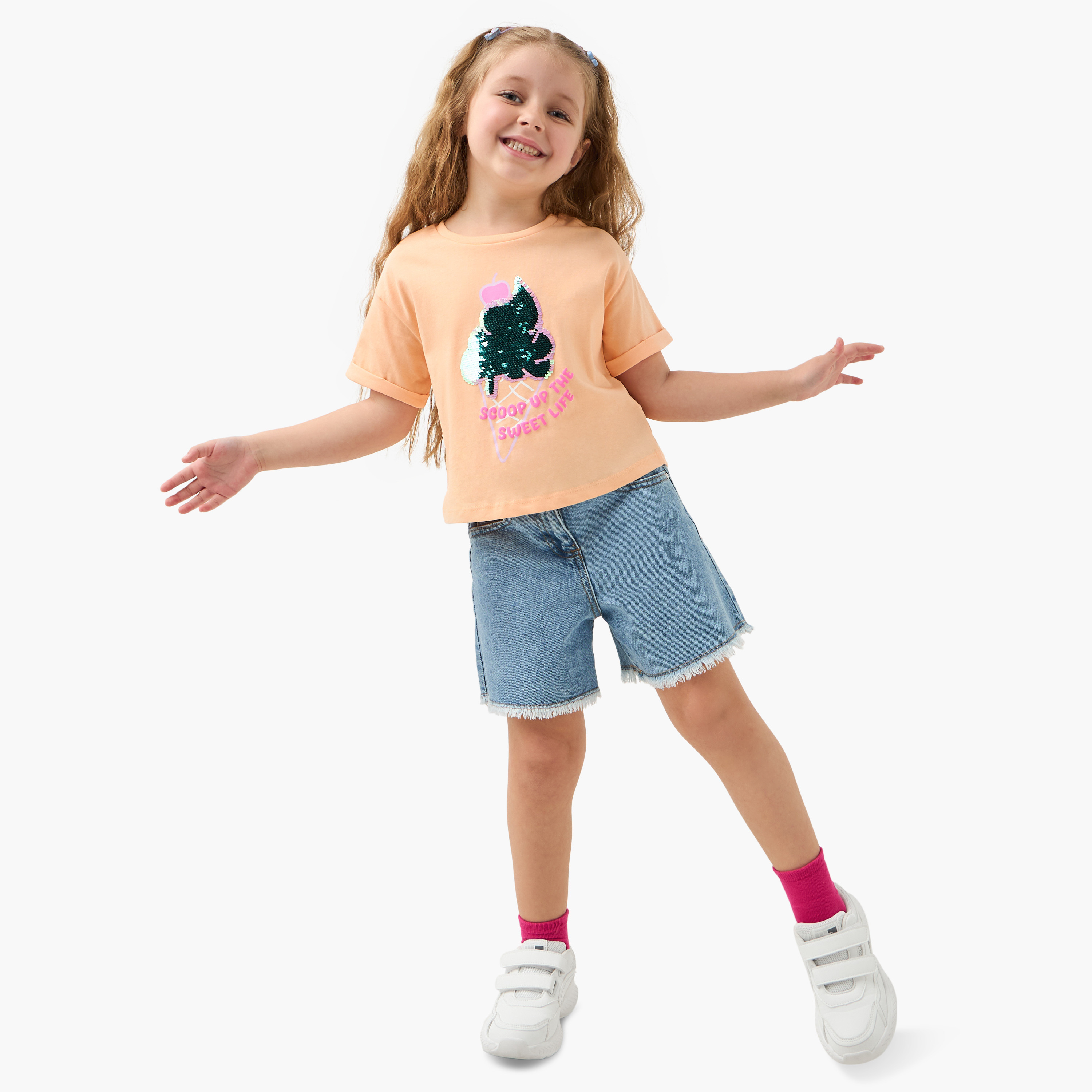 Juniors Embellished T-shirt with Short Sleeves-girls-clothing-tshirts-image-2