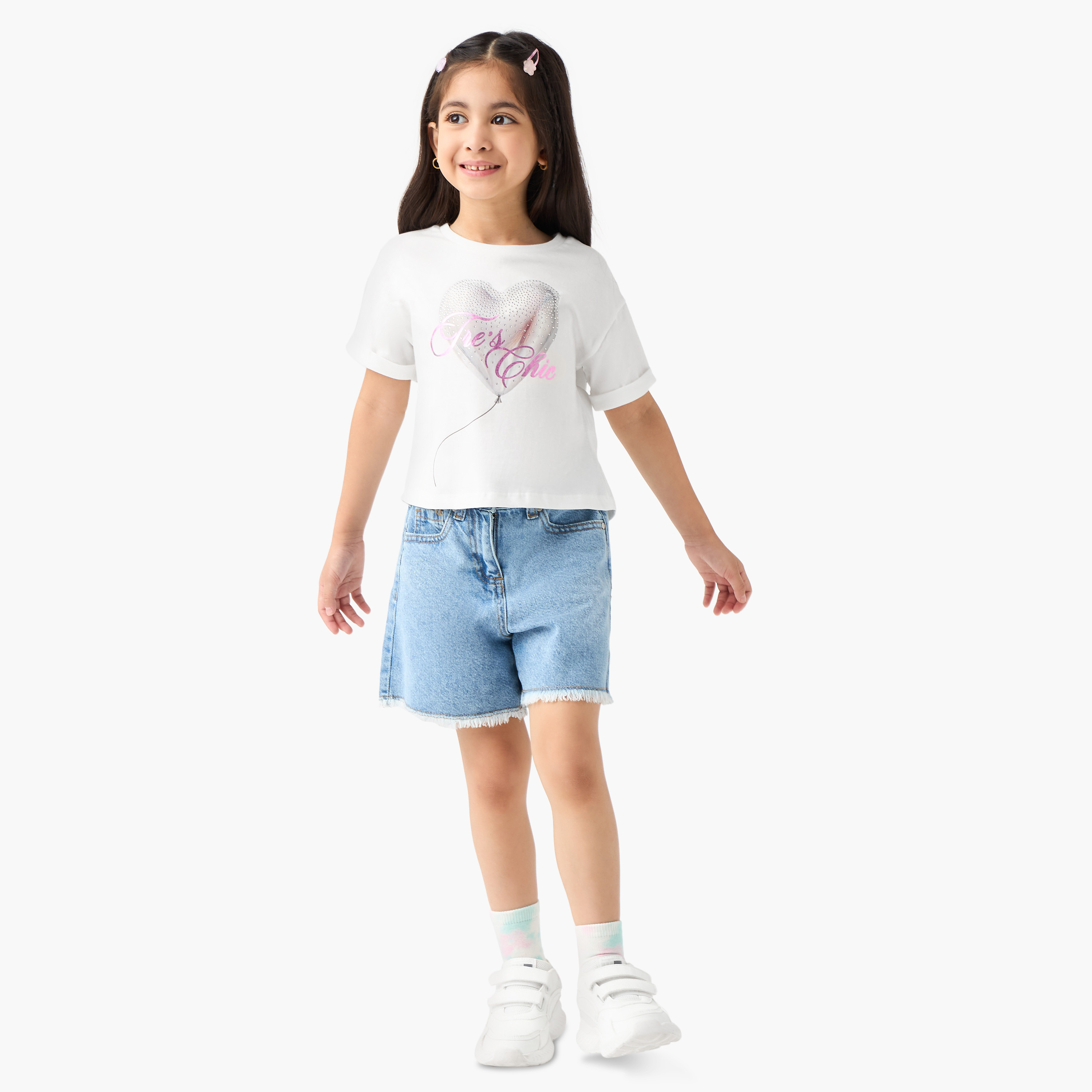 Juniors Embellished T-shirt with Short Sleeves-girls-clothing-tshirts-image-2