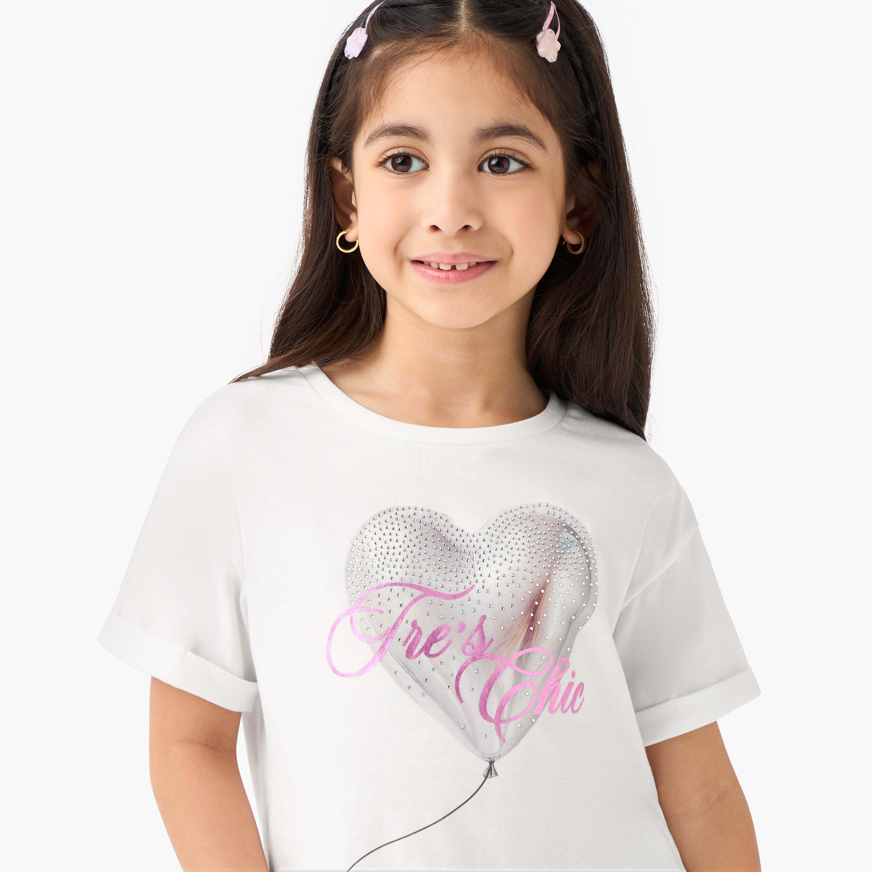 Juniors Embellished T-shirt with Short Sleeves-girls-clothing-tshirts-image-4