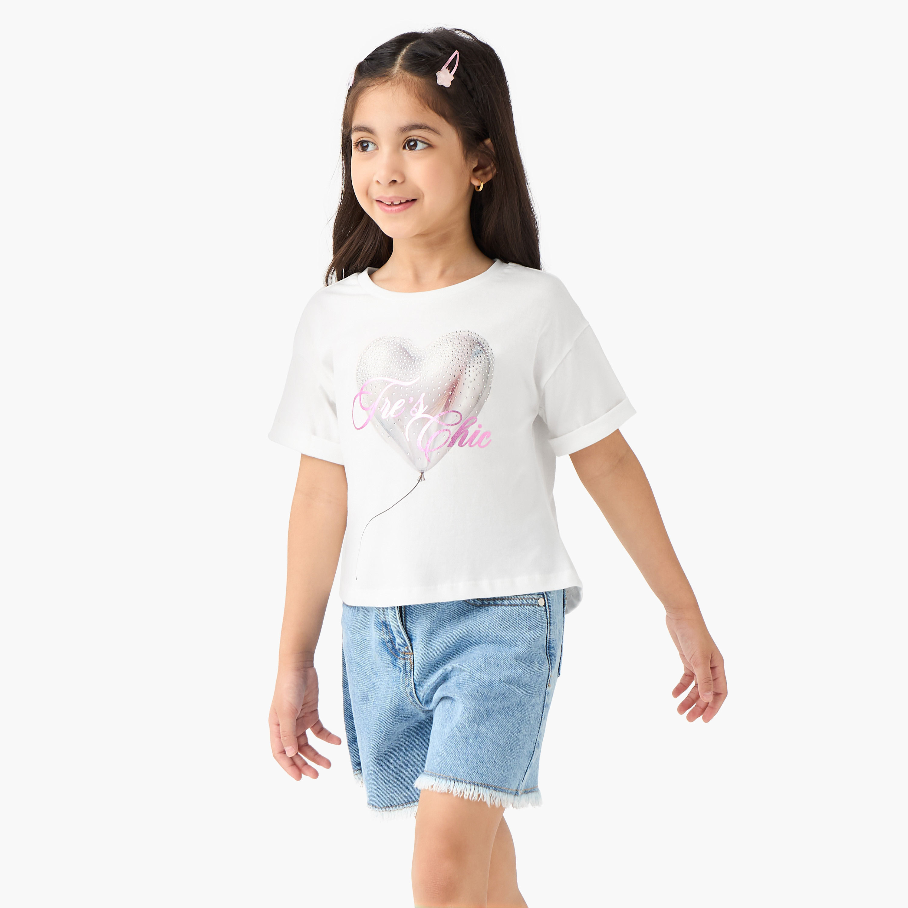 Juniors Embellished T-shirt with Short Sleeves-girls-clothing-tshirts-image-6