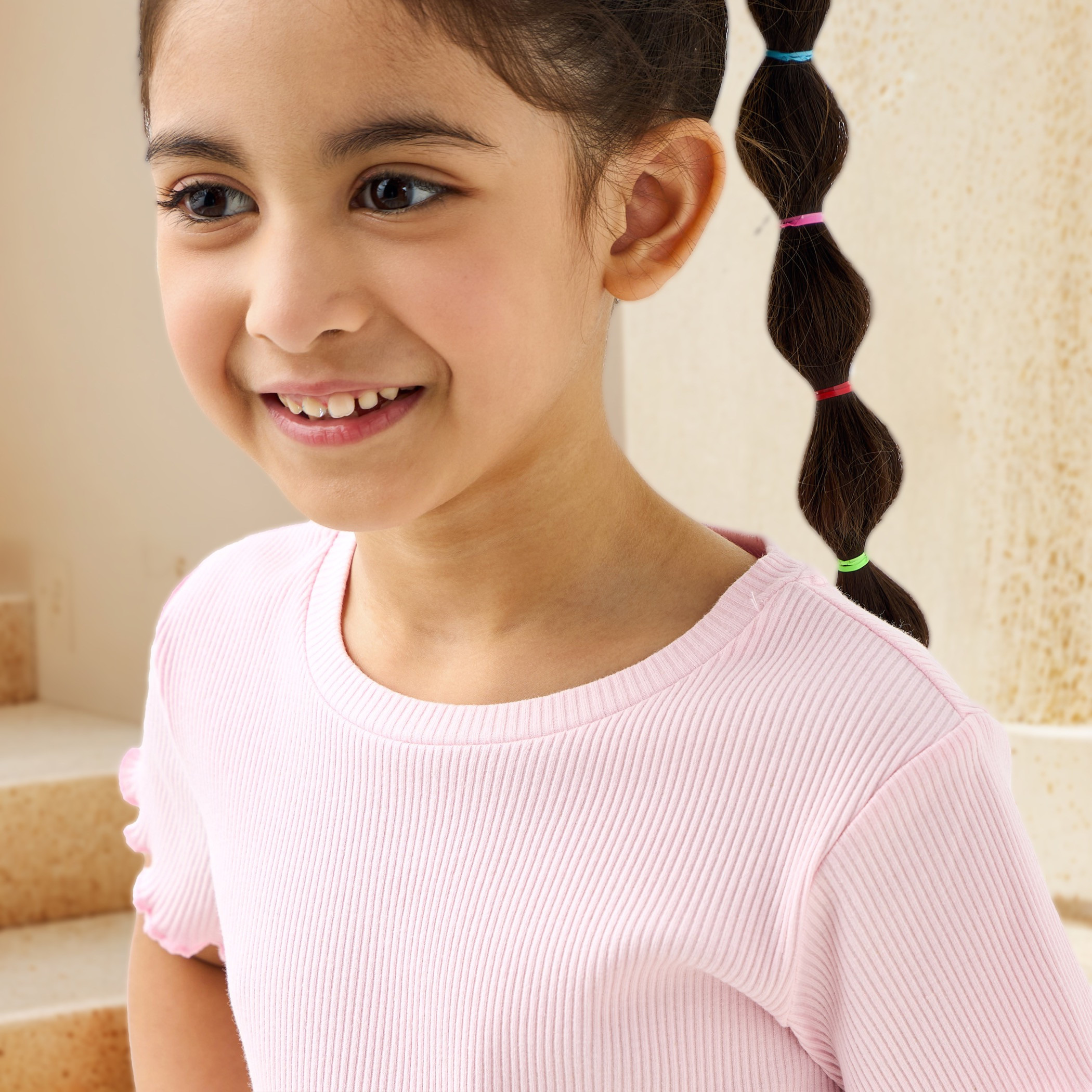 Juniors Ribbed T-shirt with Short Sleeves and Lettuce Hem-girls-clothing-tshirts-image-4