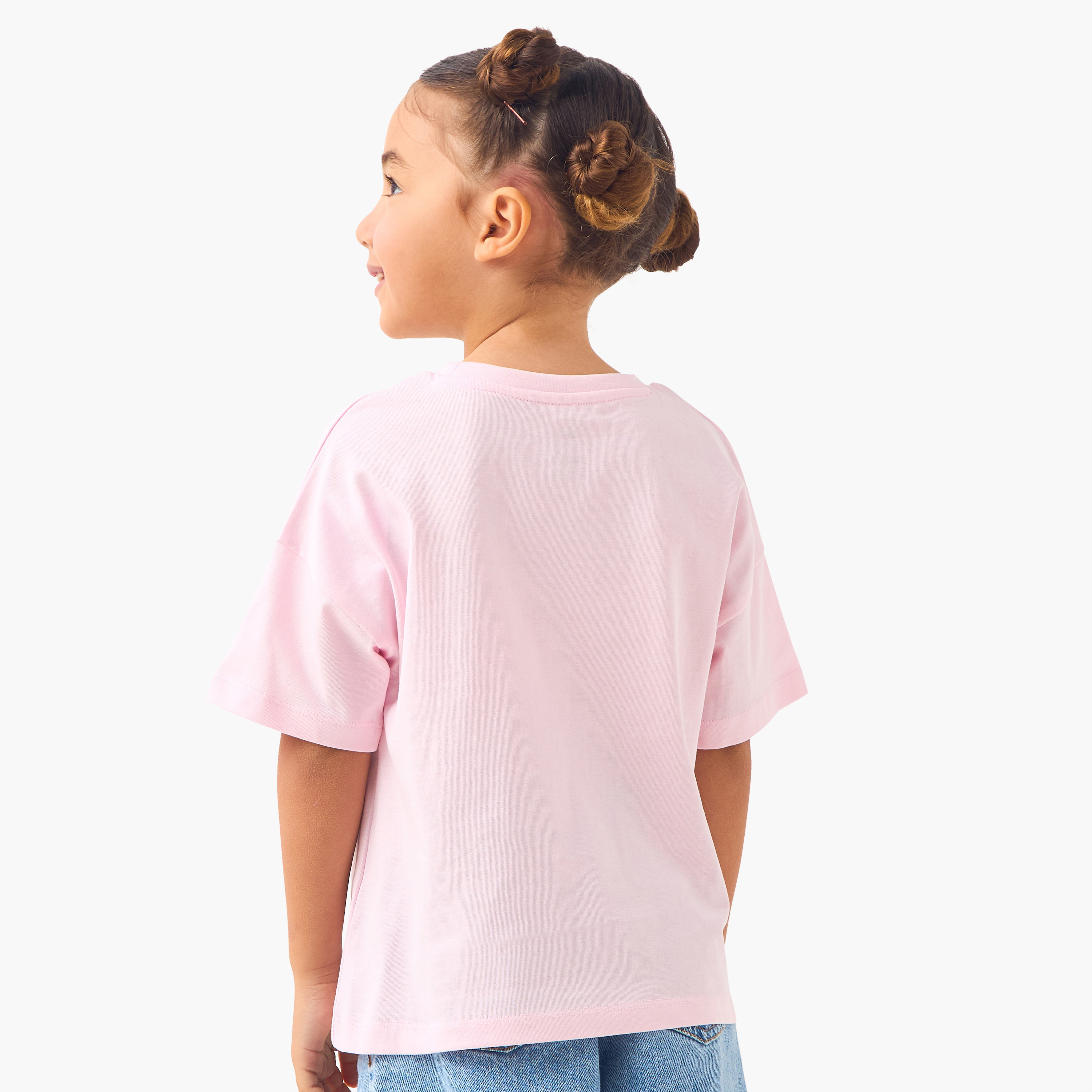Juniors Teddy Bear Graphic Print T-shirt with Short Sleeves-girls-clothing-tshirts-image-3