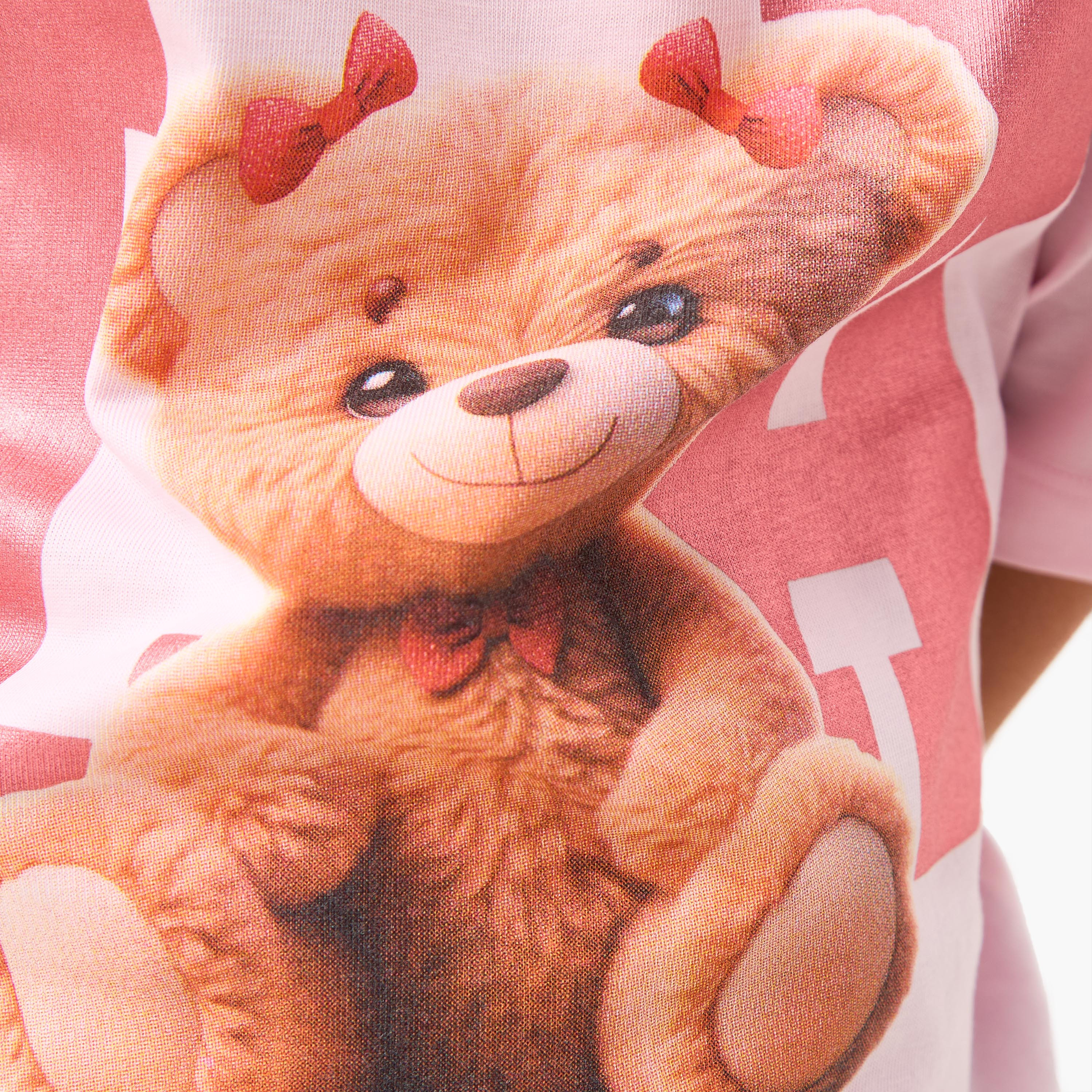 Juniors Teddy Bear Graphic Print T-shirt with Short Sleeves-girls-clothing-tshirts-image-5