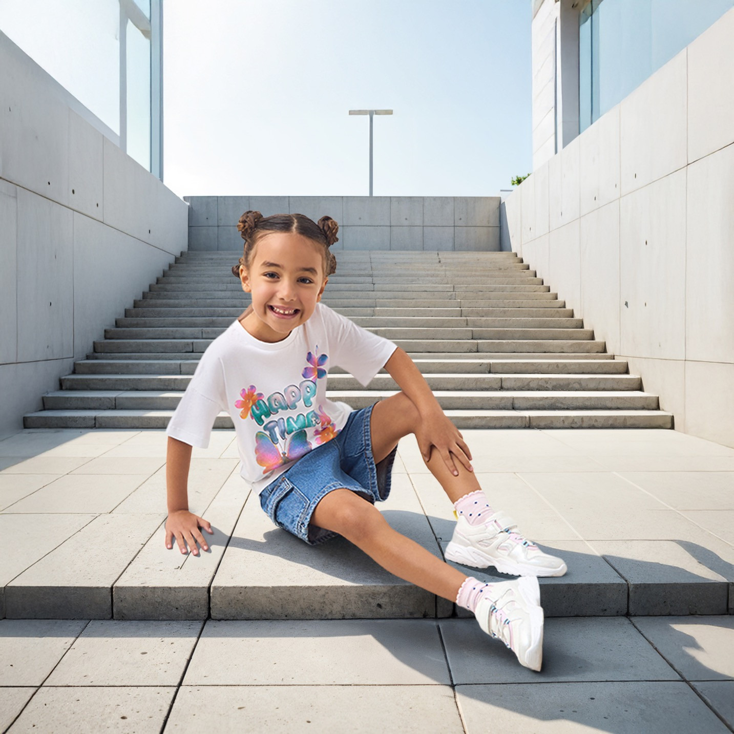 تيشيرت بأكتاف متدلية وطبعات تايبوجرافيك من جونيورز-girls-clothing-tshirts-image-2