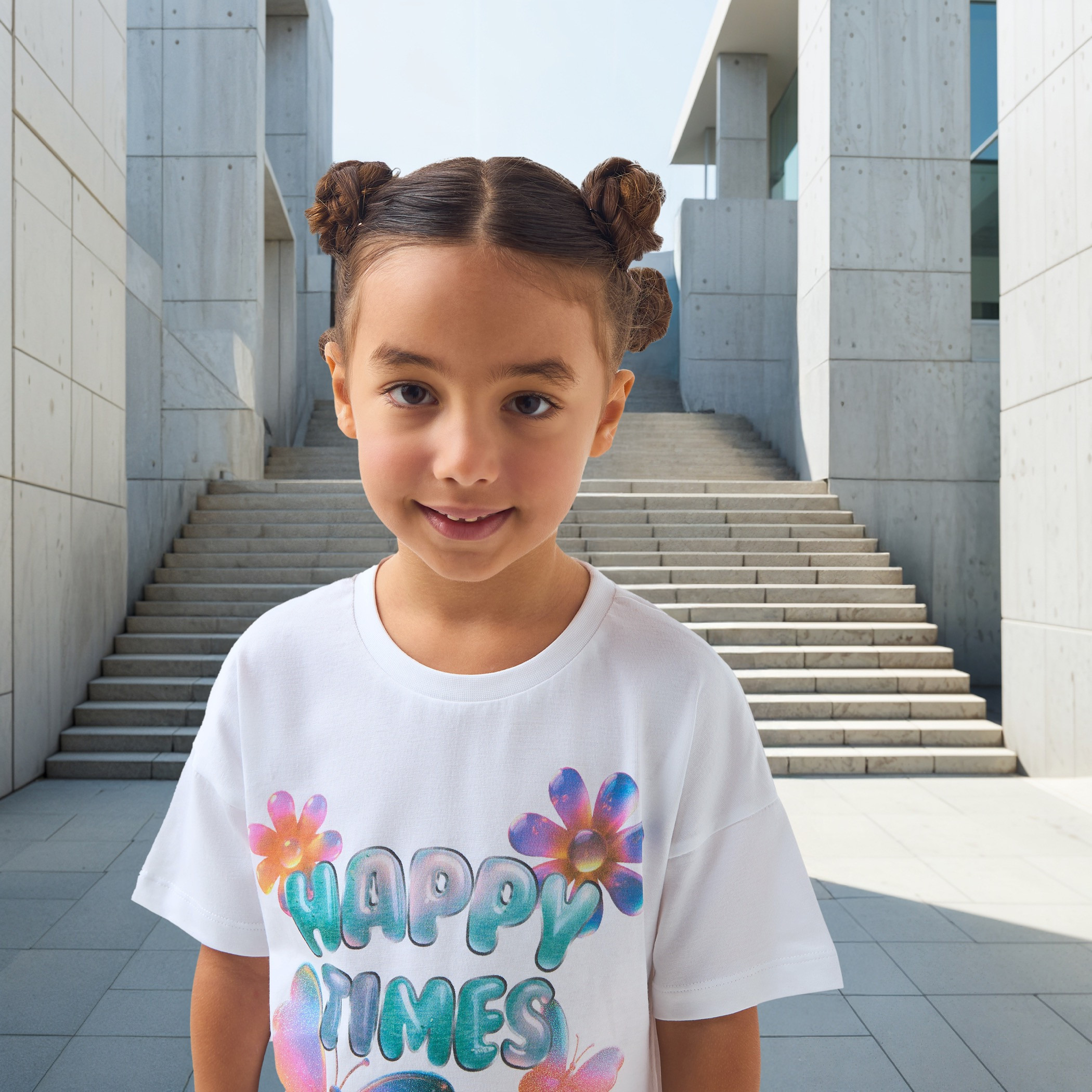 تيشيرت بأكتاف متدلية وطبعات تايبوجرافيك من جونيورز-girls-clothing-tshirts-image-4