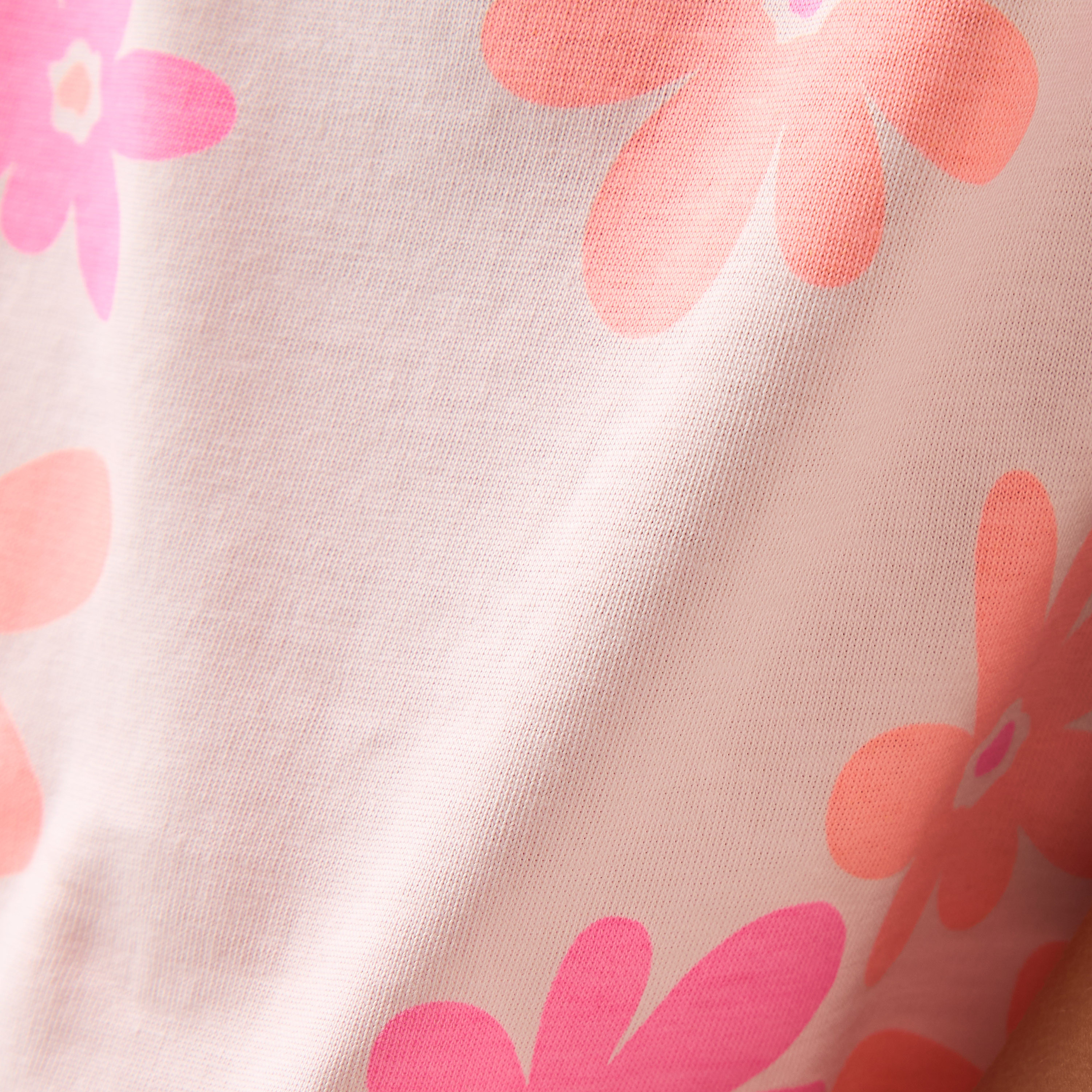 Juniors Flower Print T-shirt with Drop Shoulder Sleeves - Set of 2-girls-clothing-tshirts-image-5