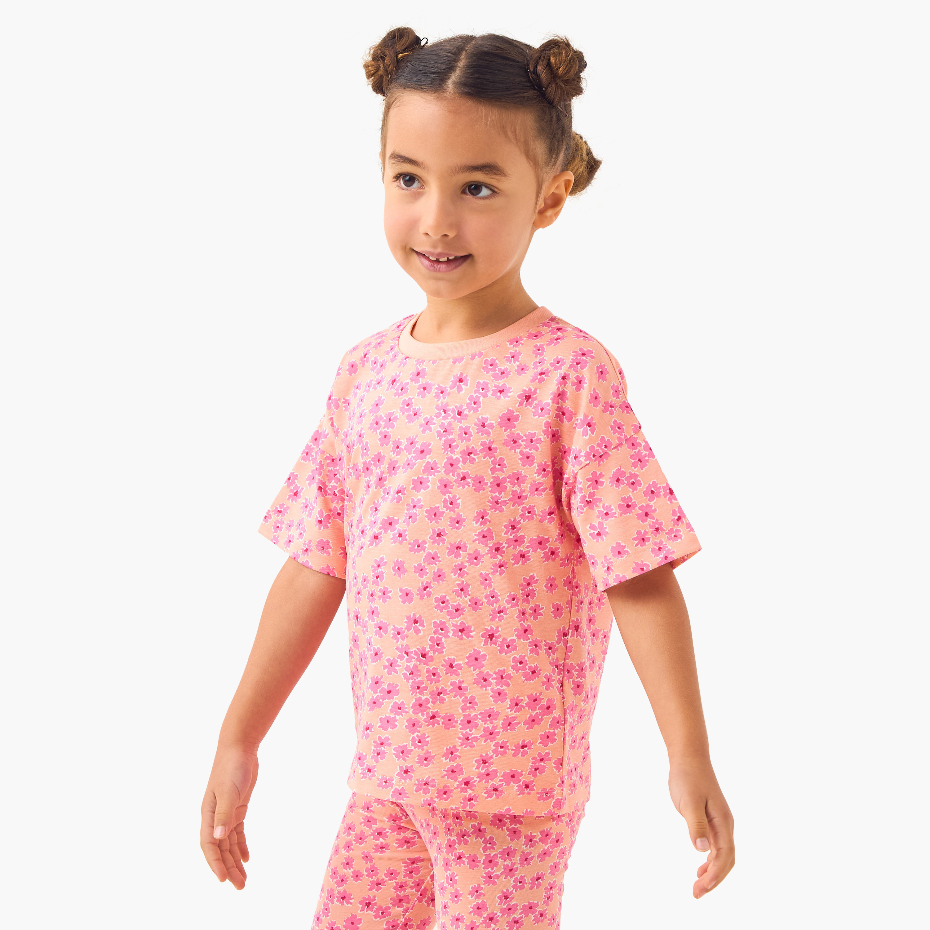 Juniors Printed T-shirt with Drop Shoulder Sleeves - Set of 2-girls-clothing-tshirts-image-7