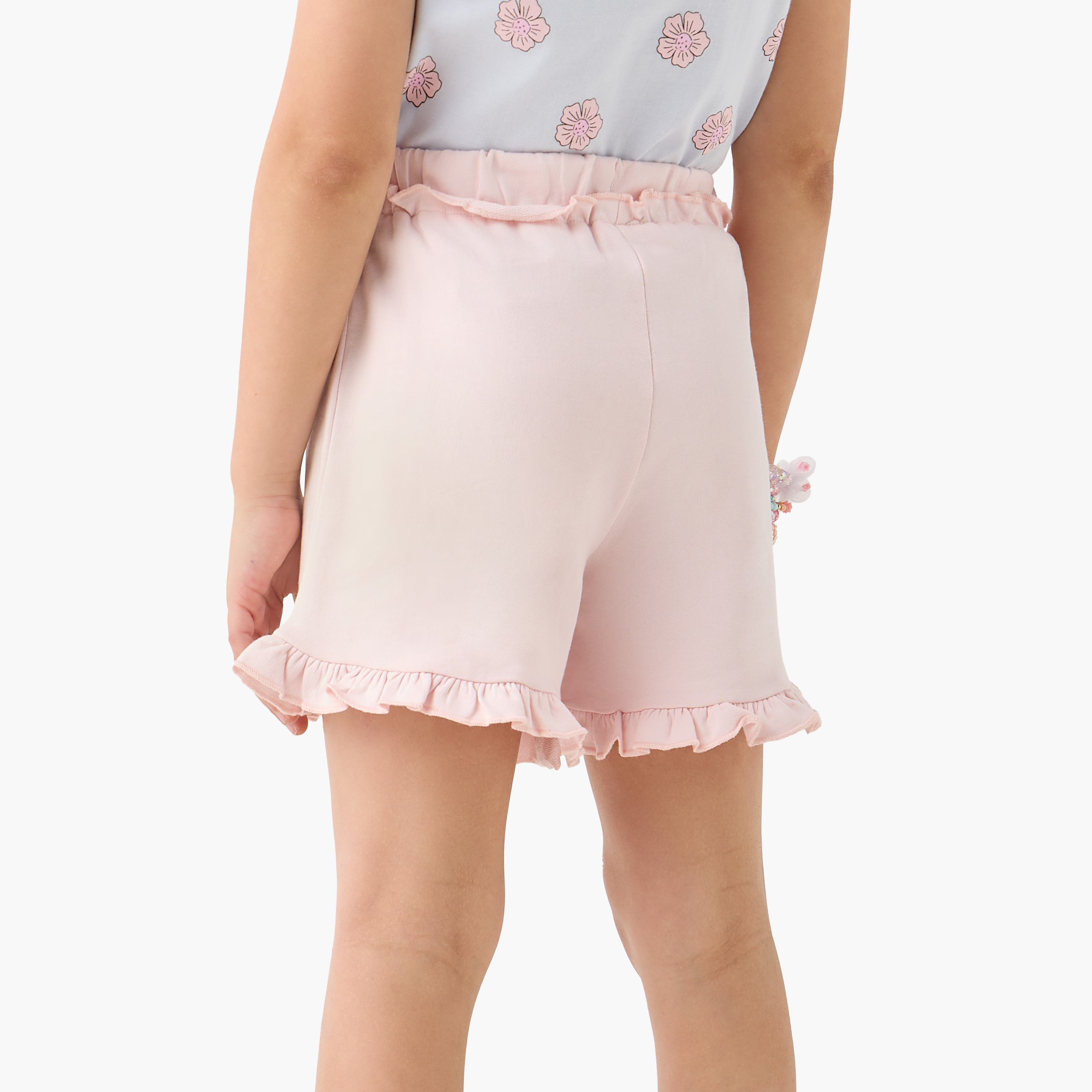 شورت سادة بكشكش وحزام خصر مطاطي من جونيورز-girls-clothing-bottoms-shorts-image-2