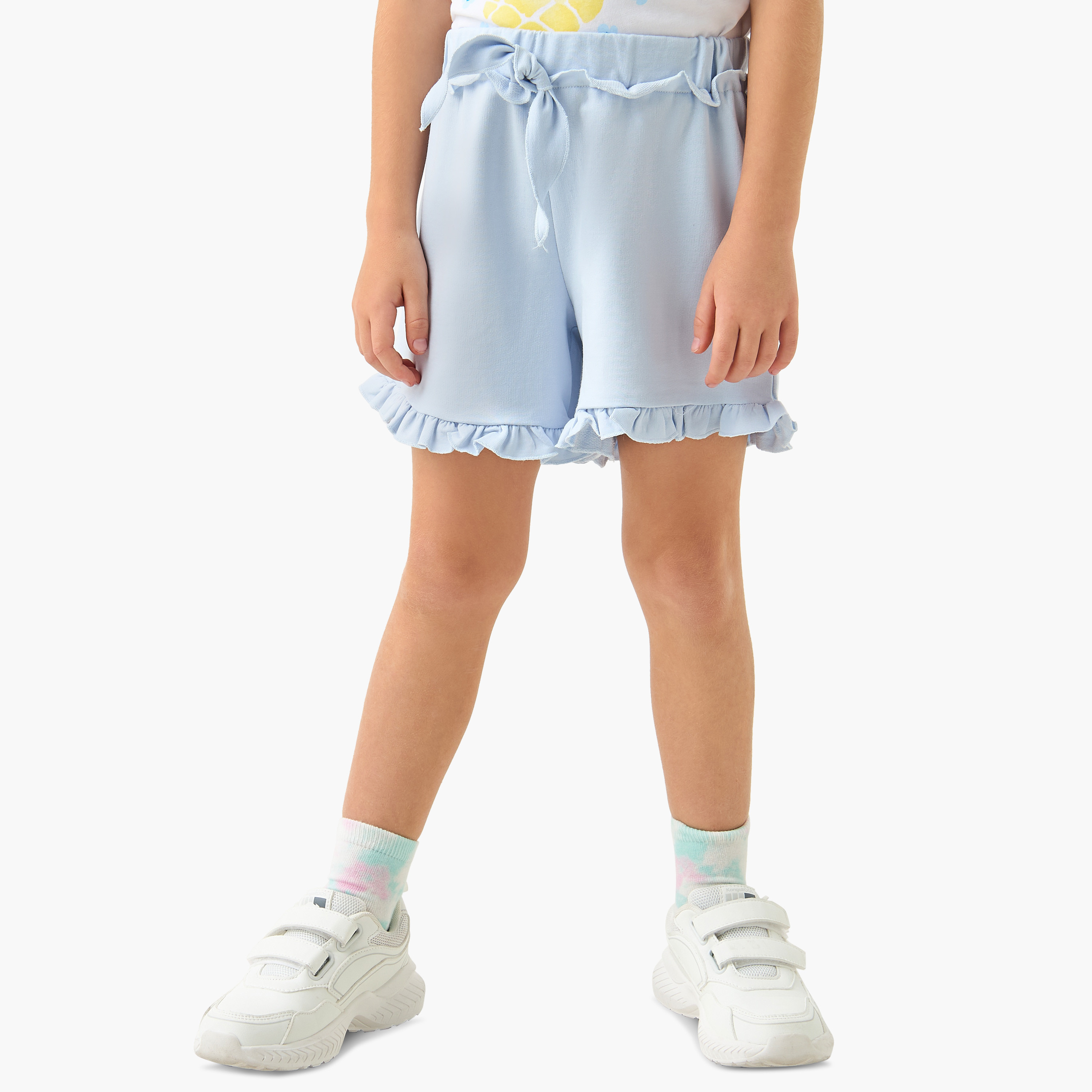 شورت سادة برباط إغلاق وحافة بكشكش من جونيورز-girls-clothing-bottoms-shorts-image-5