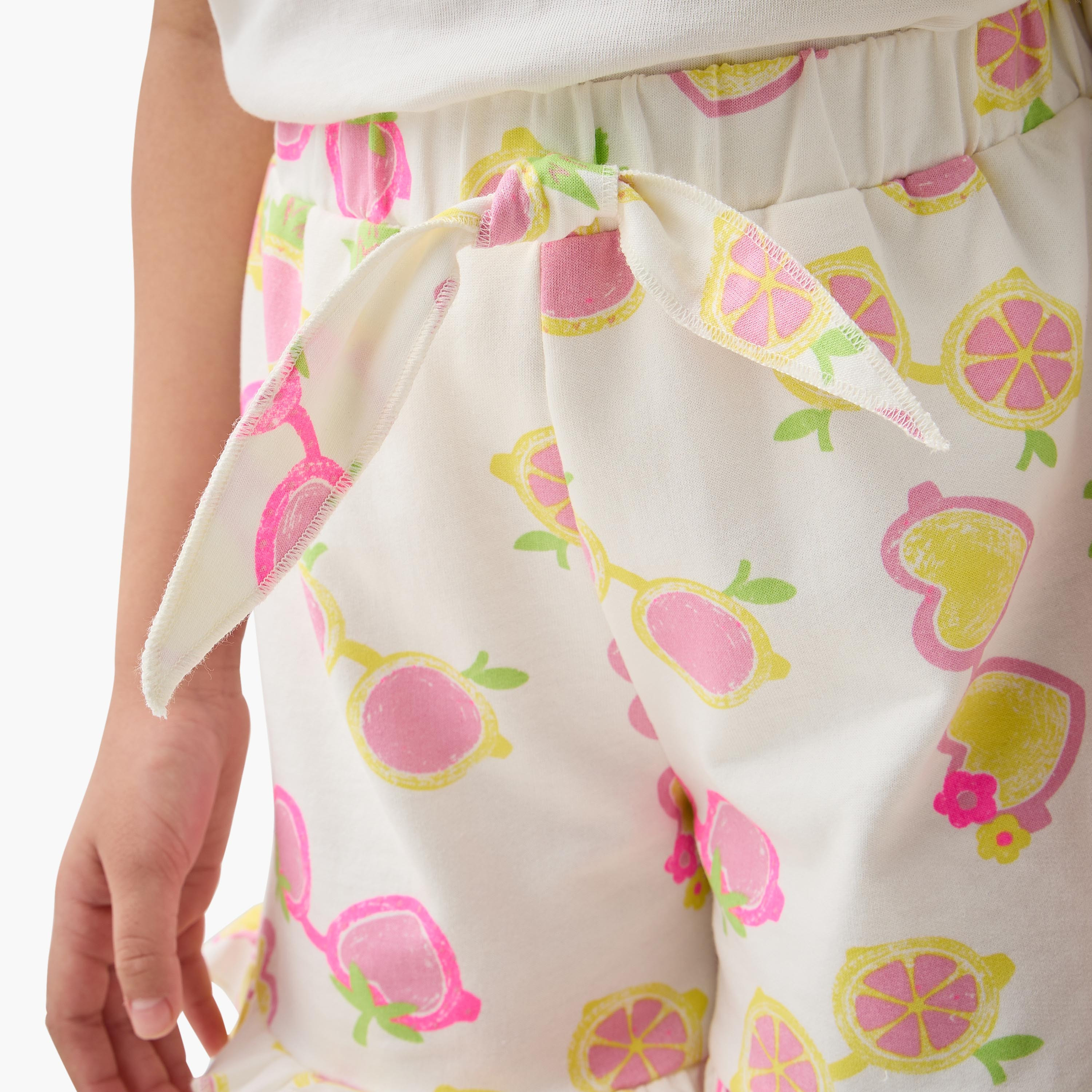 Juniors Graphic Print Shorts with Drawstring Closure and Ruffle Hem-girls-clothing-bottoms-shorts-image-4