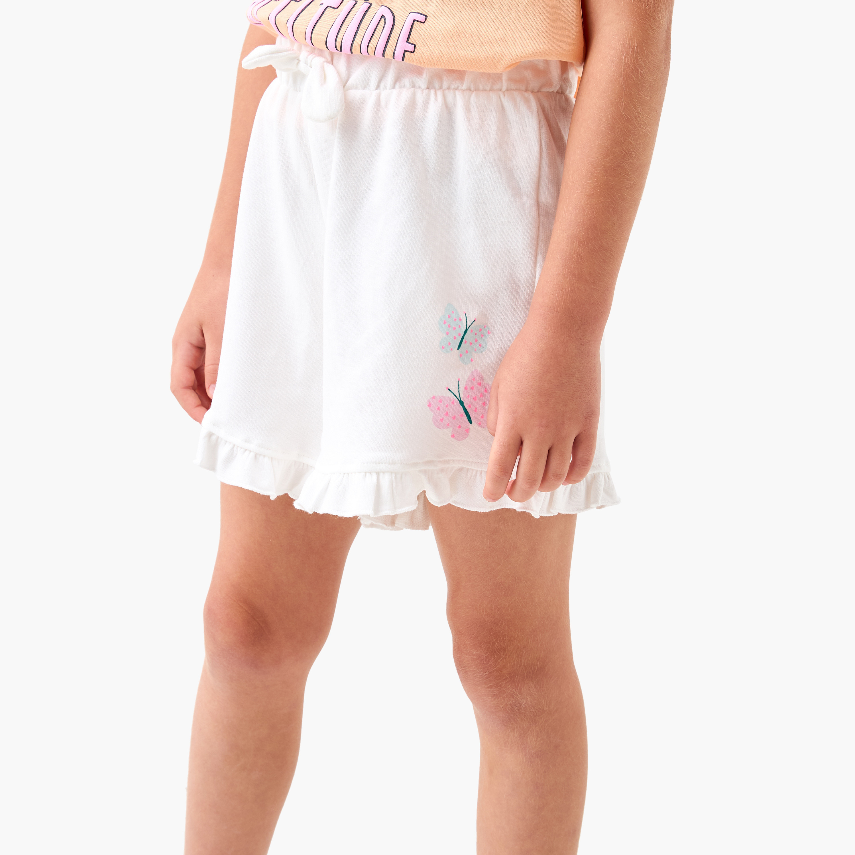 Juniors Butterfly Shorts with Ruffle Hem and Drawstring Closure-girls-clothing-bottoms-shorts-image-1