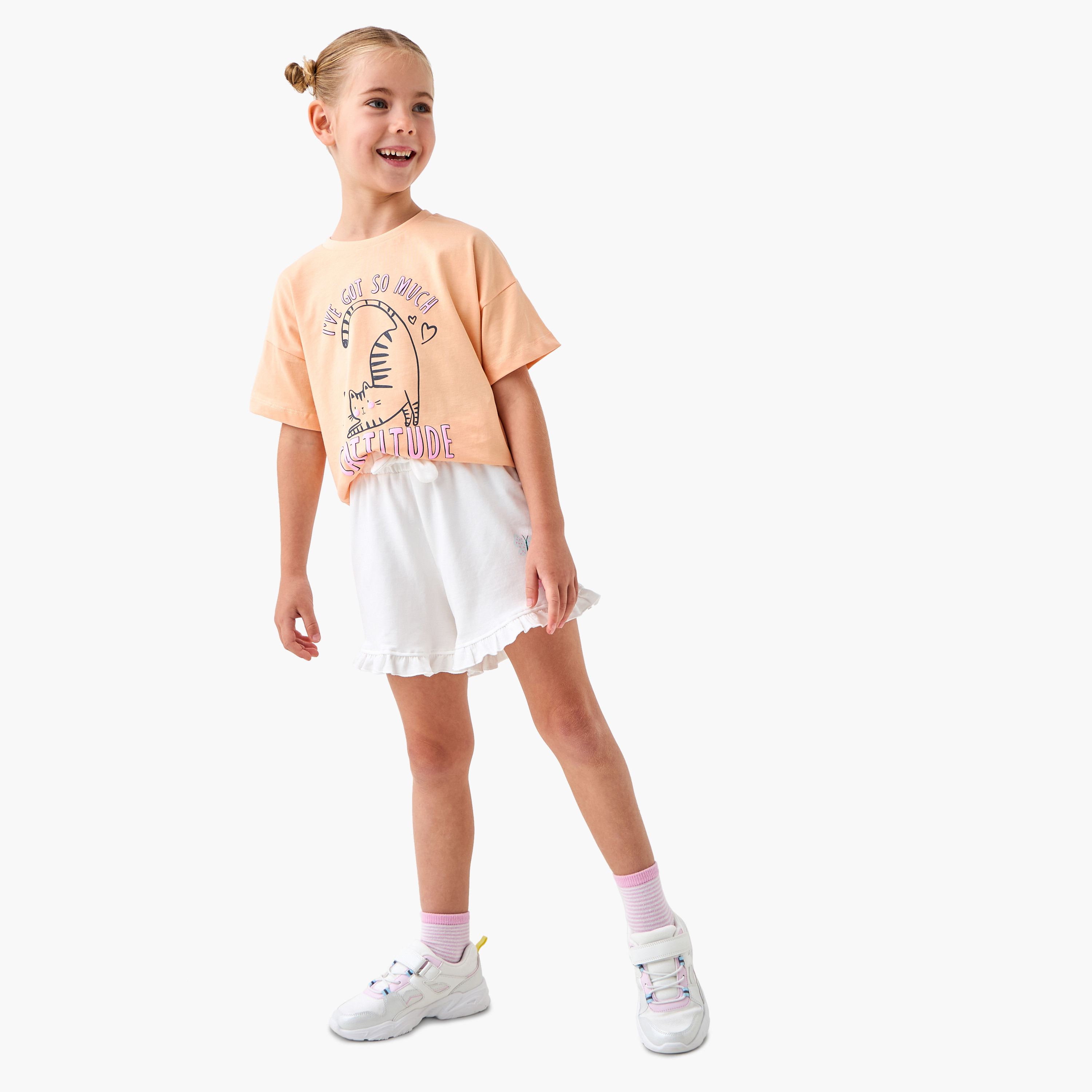 Juniors Butterfly Shorts with Ruffle Hem and Drawstring Closure-girls-clothing-bottoms-shorts-image-2