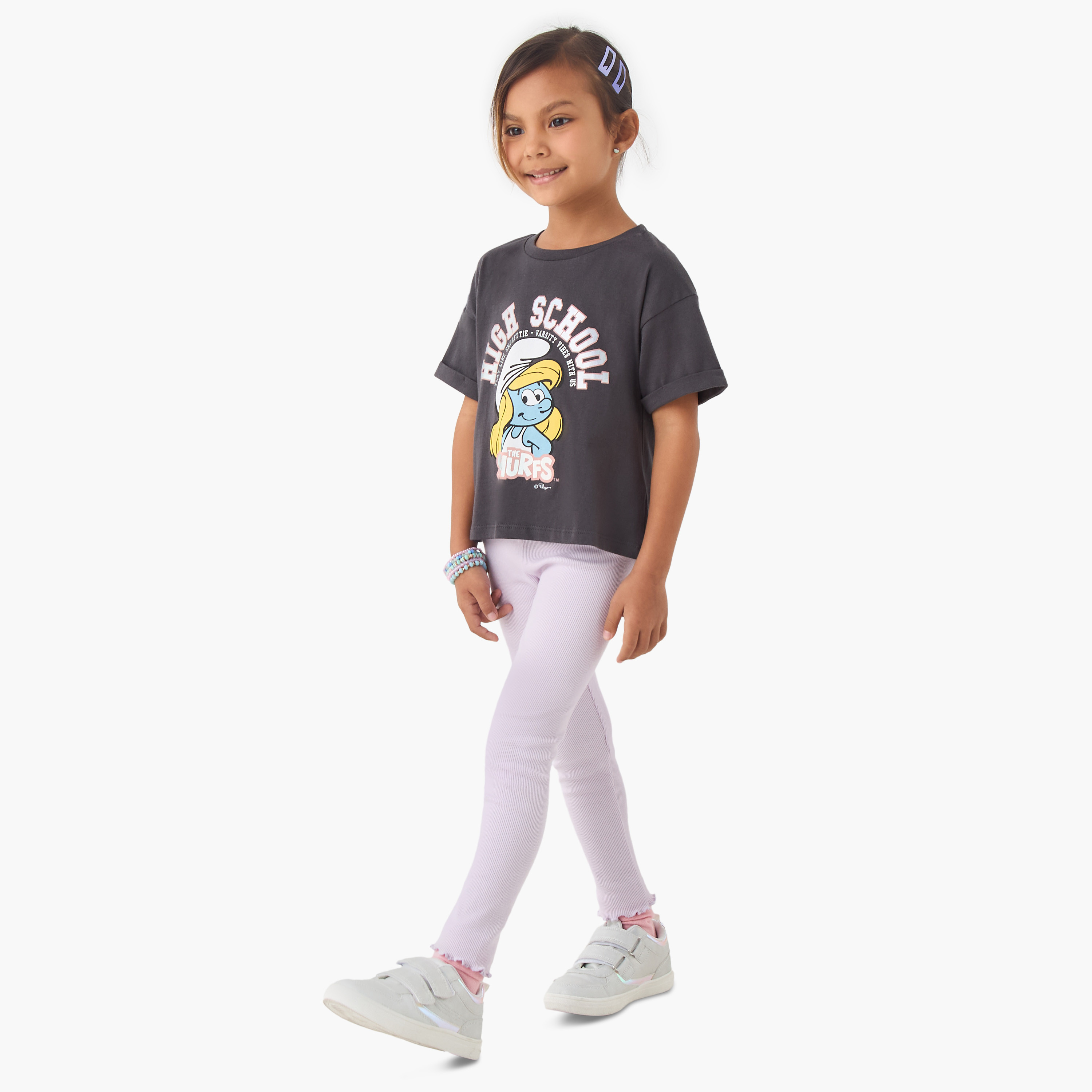 Juniors Ribbed Leggings with Elasticated Waistband-baby-girls-clothing-bottoms-leggings-image-2