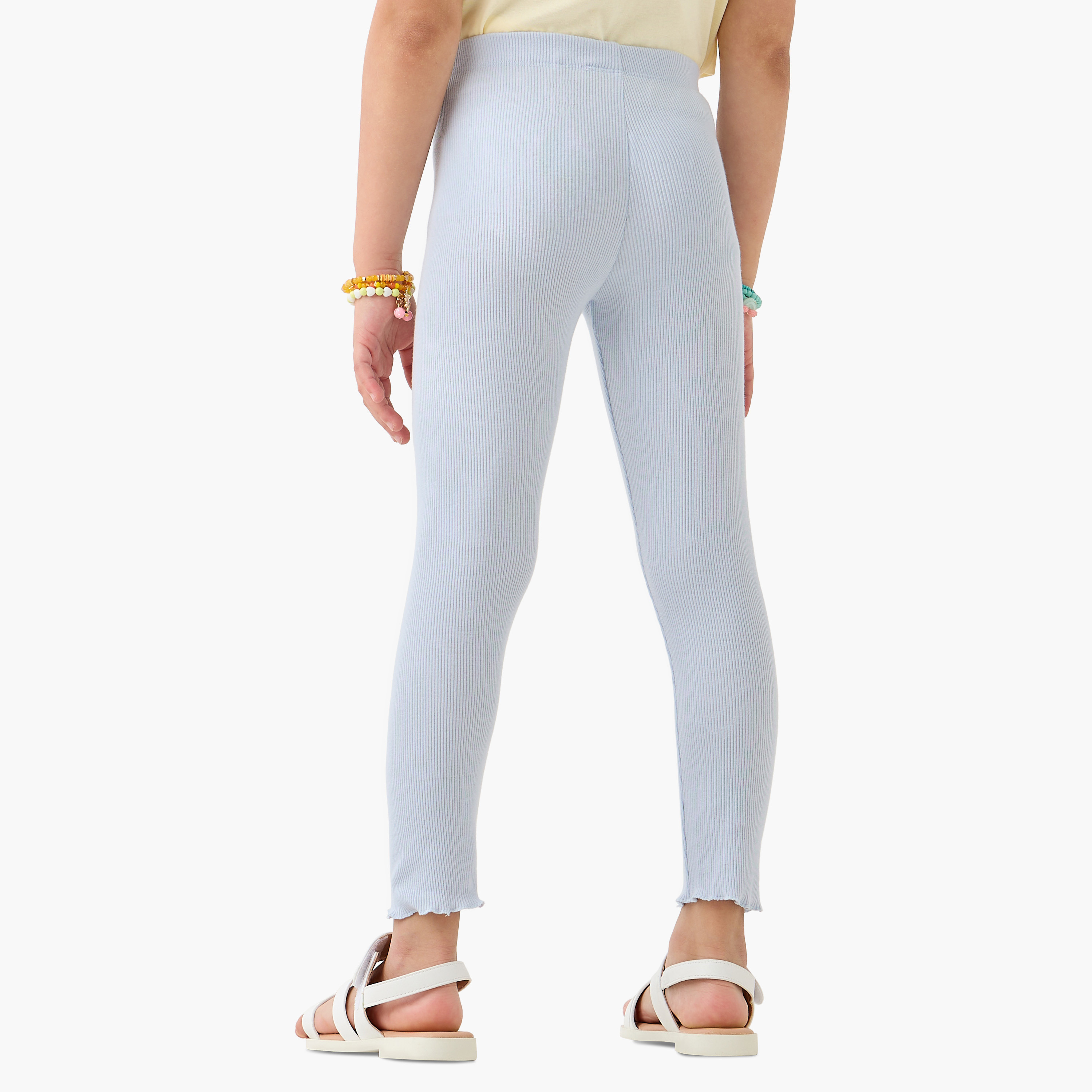 بنطلون ليقنز سادة بخصر مطاطي من جونيورز-girls-clothing-bottoms-leggings-image-2