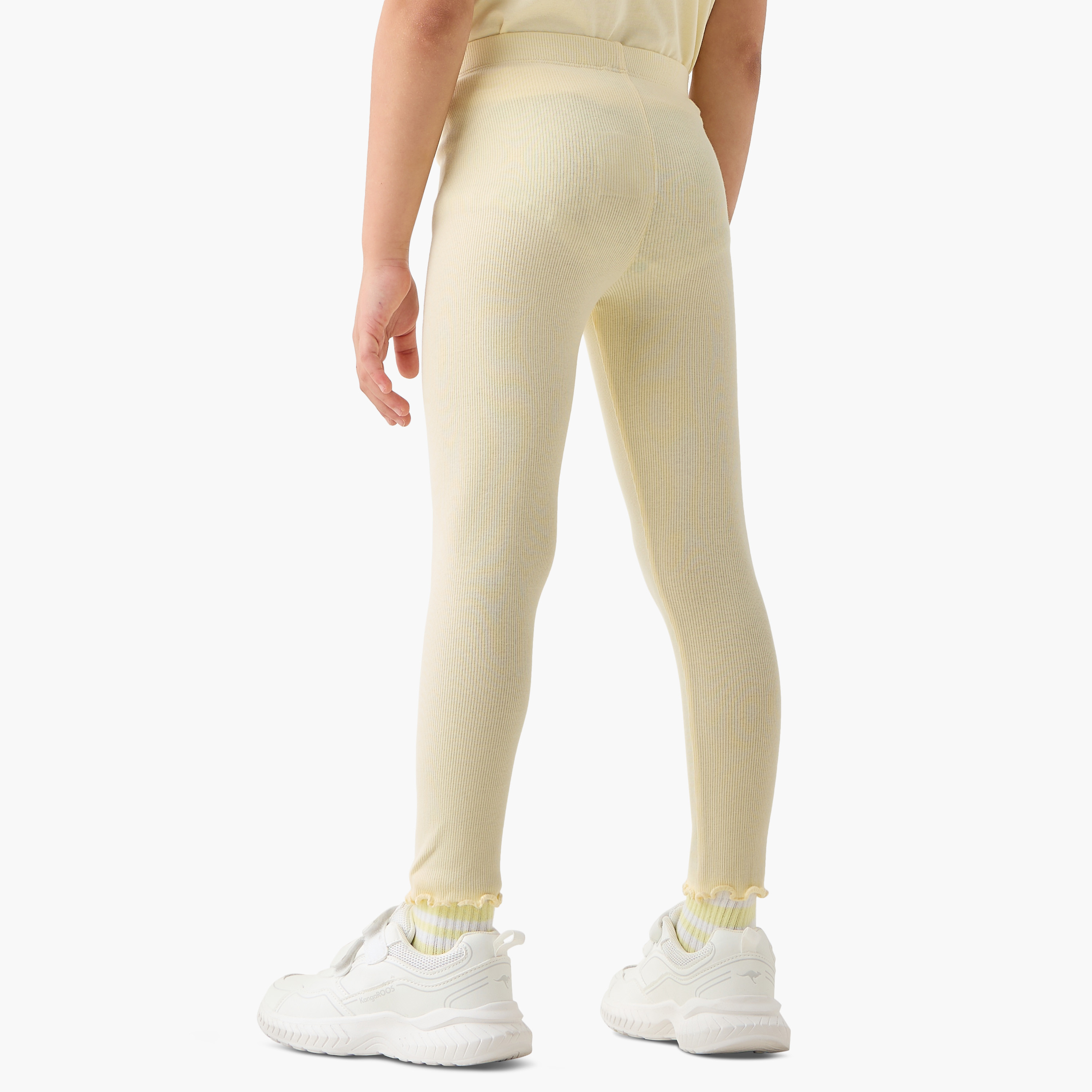 Juniors Solid Leggings with Elasticated Waistband-baby-girls-clothing-bottoms-leggings-image-3