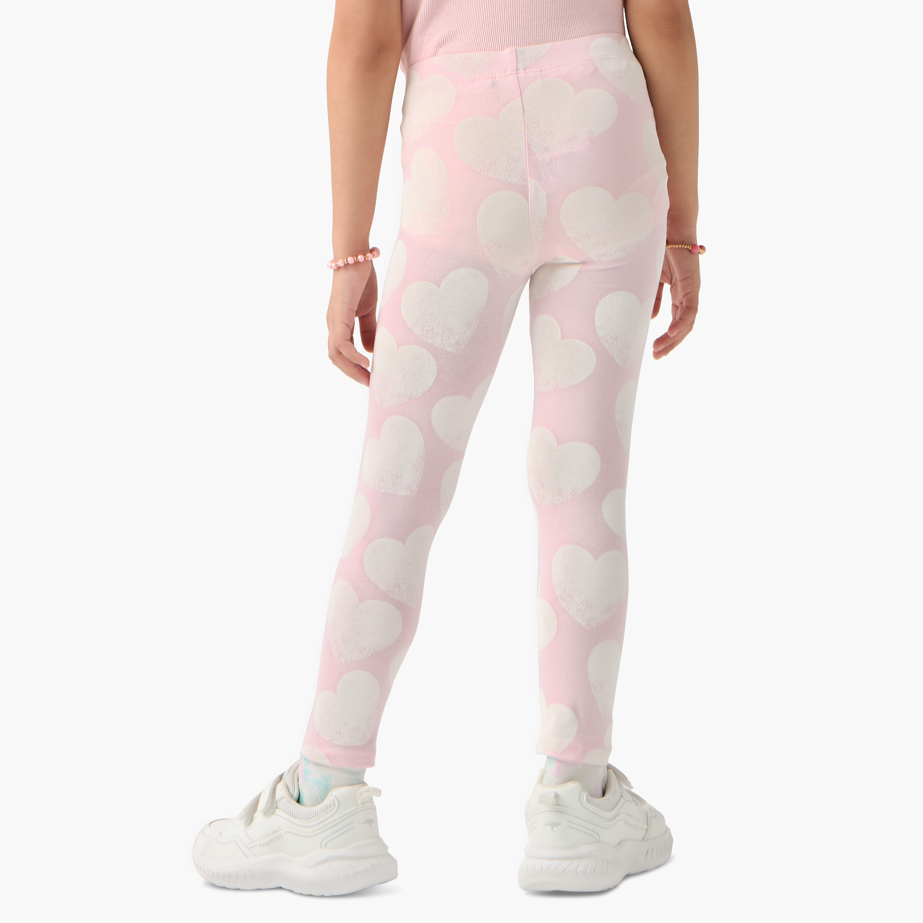 Juniors All-Over Heart Print Leggings with Elasticated Waistband-baby-girls-clothing-bottoms-leggings-image-3