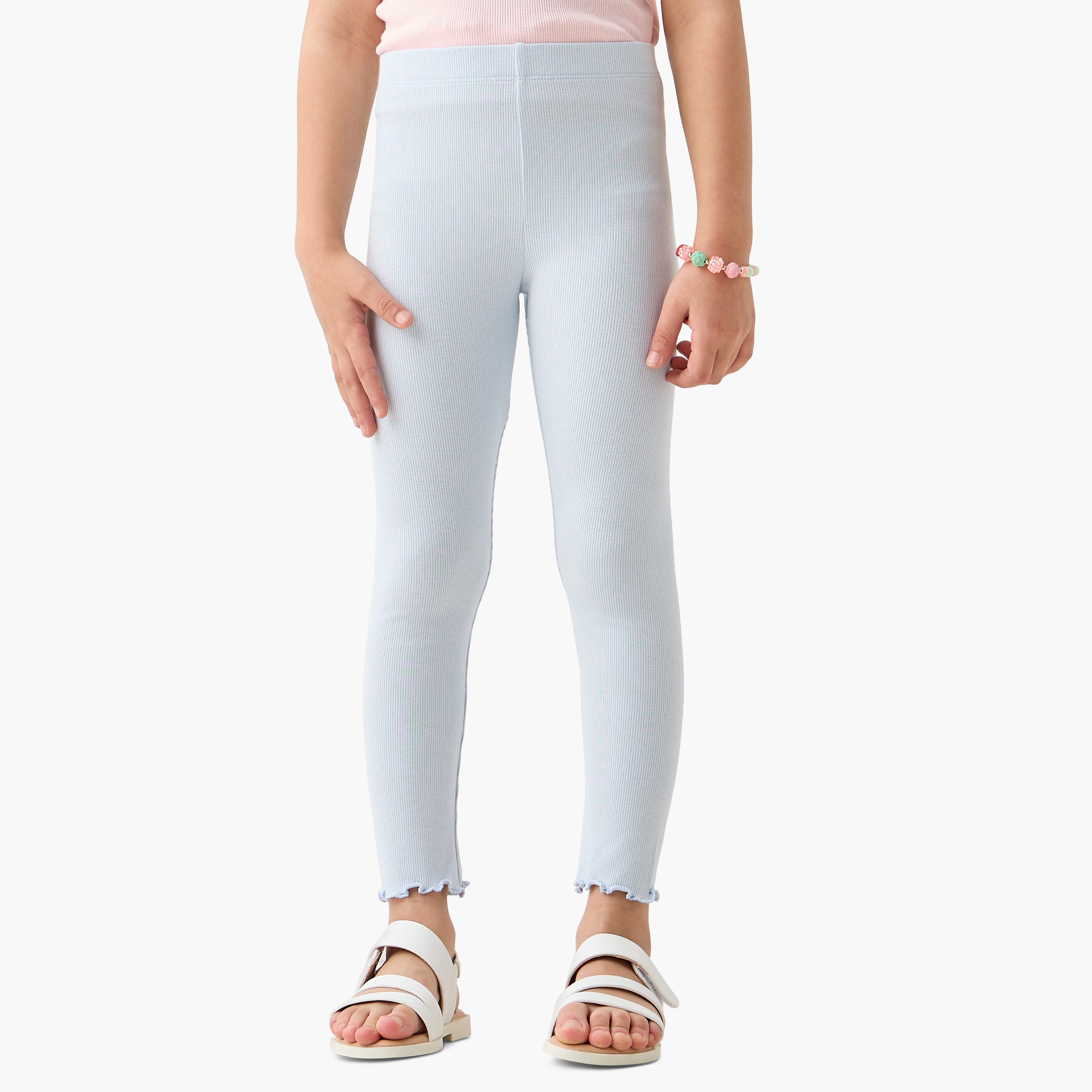 Juniors Solid Leggings with Elasticated Waistband-girls-clothing-bottoms-leggings-image-1