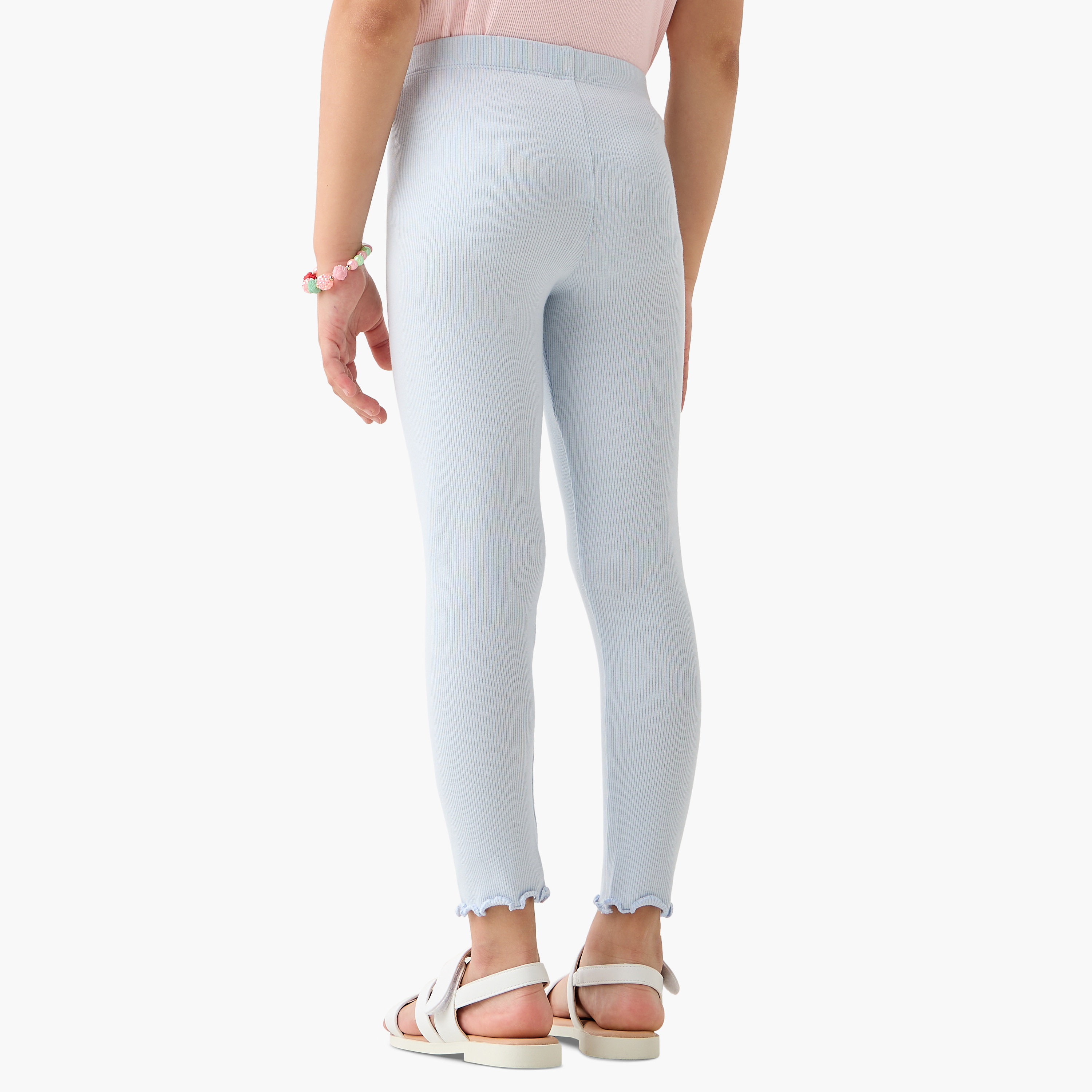 Juniors Solid Leggings with Elasticated Waistband-girls-clothing-bottoms-leggings-image-3