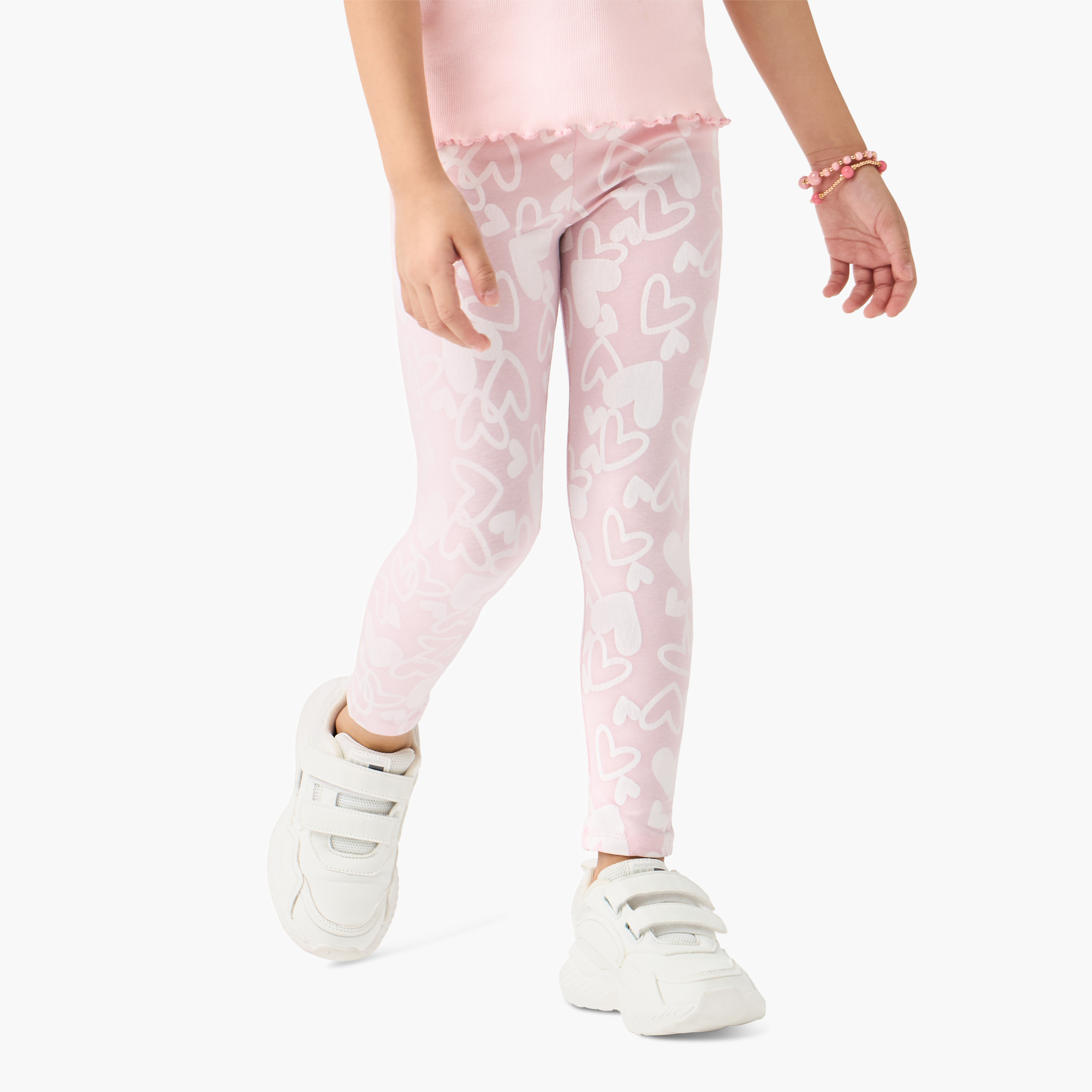 Juniors All-Over Heart Print Leggings with Elasticated Waistband-baby-girls-clothing-bottoms-leggings-image-6