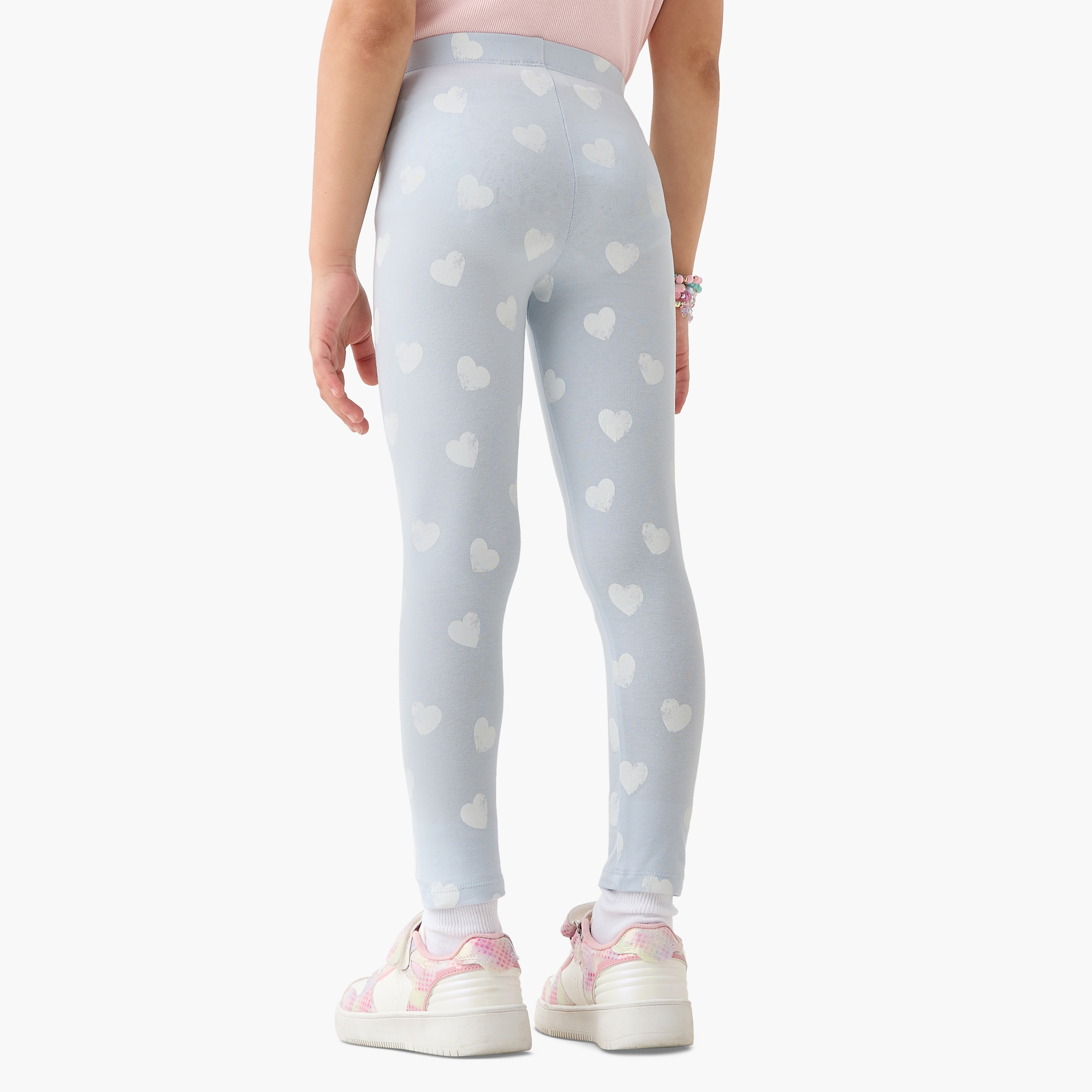 Juniors All-Over Heart Print Leggings with Elasticated Waistband-baby-girls-clothing-bottoms-leggings-image-3