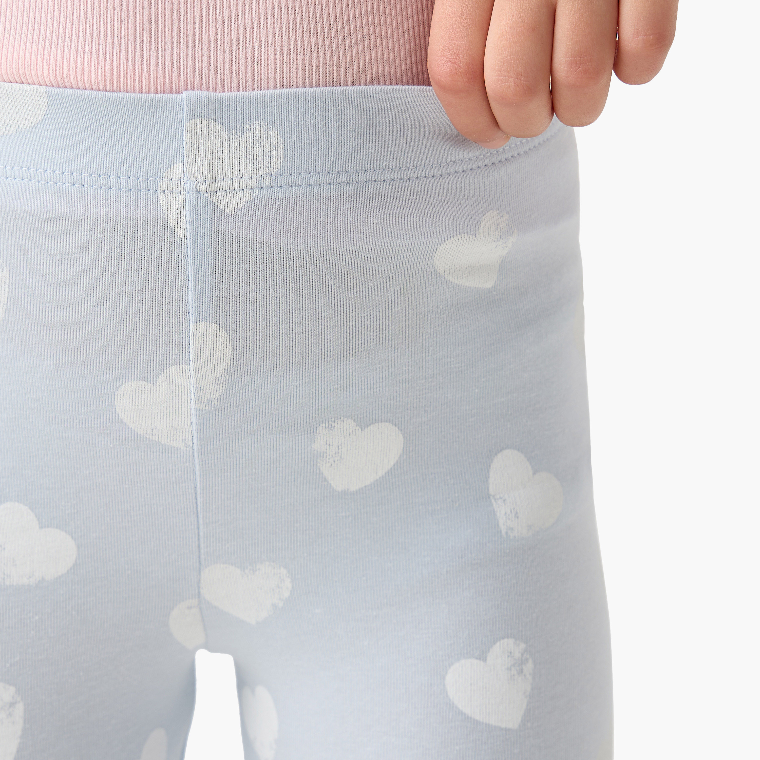 Juniors All-Over Heart Print Leggings with Elasticated Waistband-baby-girls-clothing-bottoms-leggings-image-4