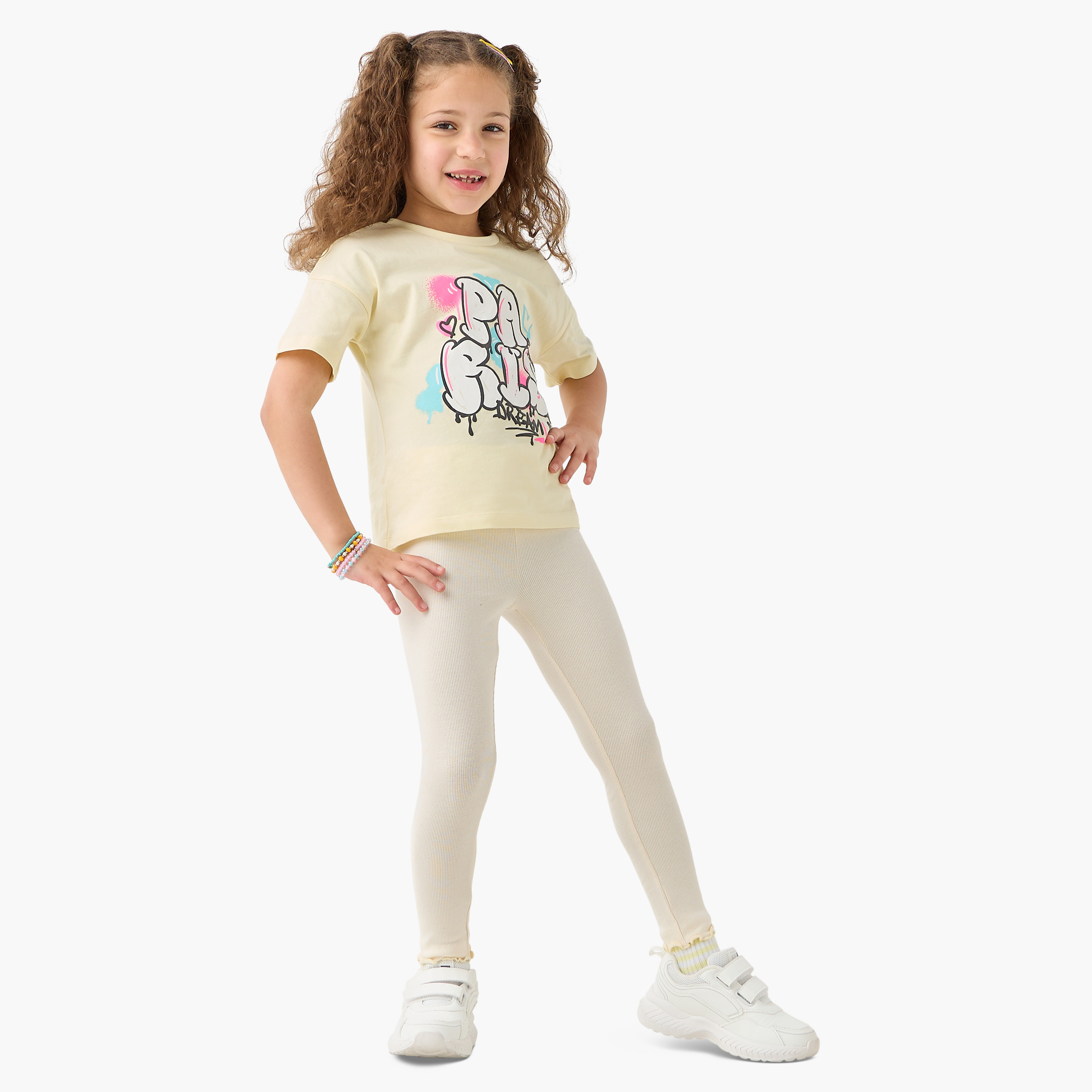 Juniors Solid Leggings with Elasticated Waistband-baby-girls-clothing-bottoms-leggings-image-2
