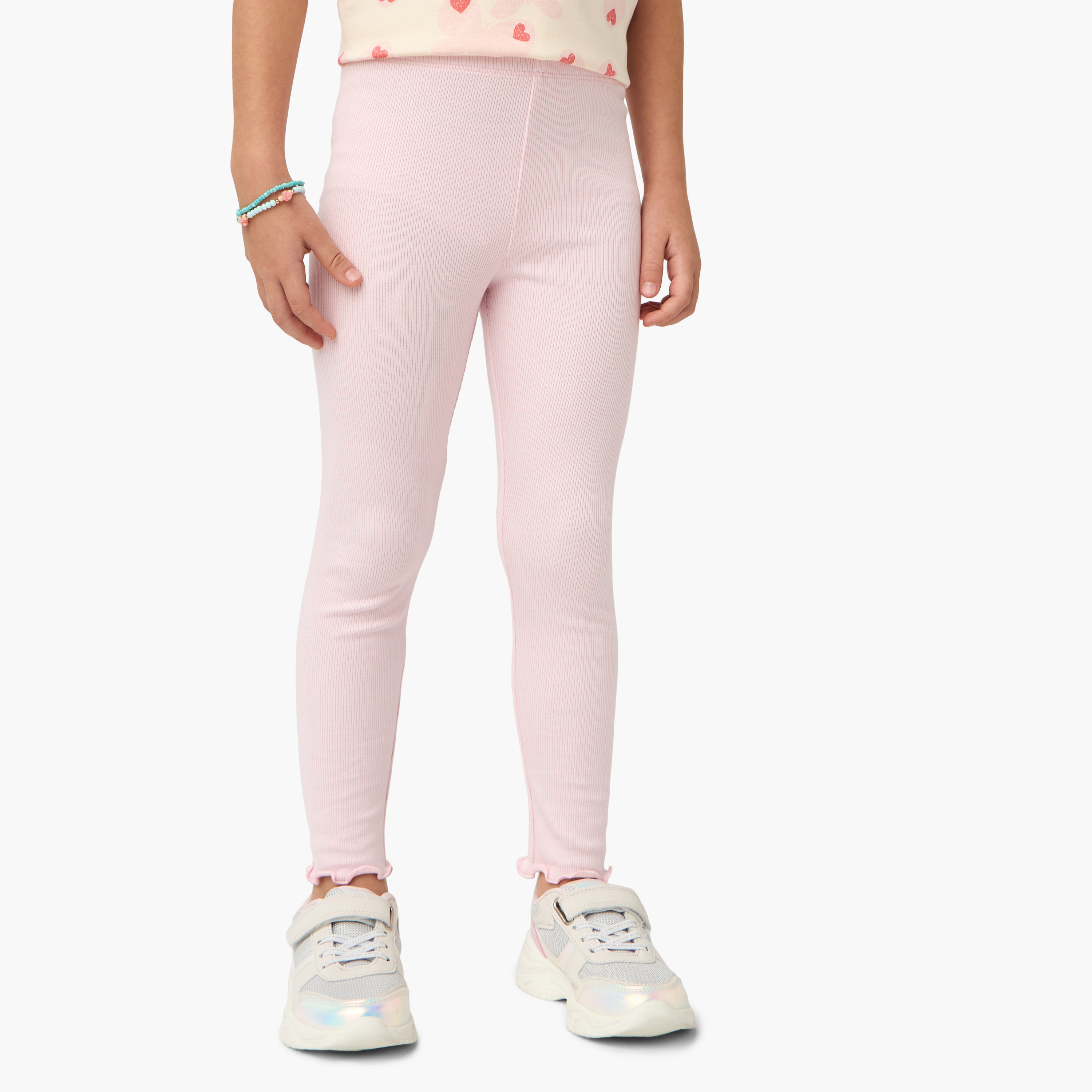Juniors Ribbed Leggings with Lettuce Hem-baby-girls-clothing-bottoms-leggings-image-1