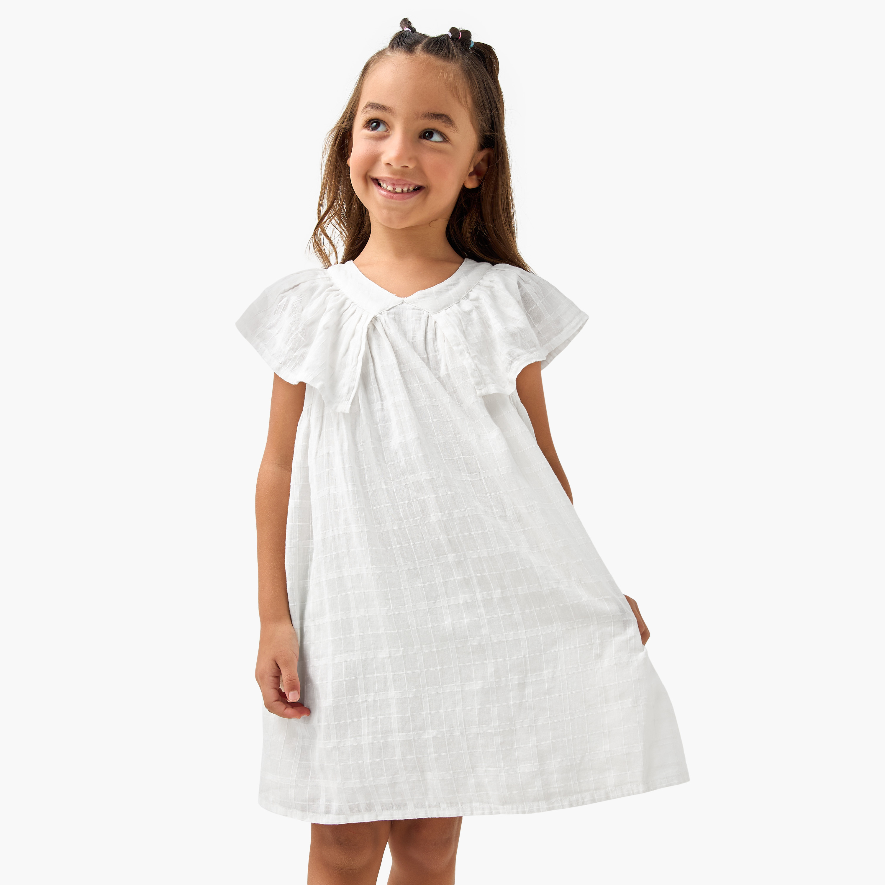 فستان كاروهات دون أكمام بكشكش من جونيورز-girls-clothing-dressesandjumpsuits-image-1