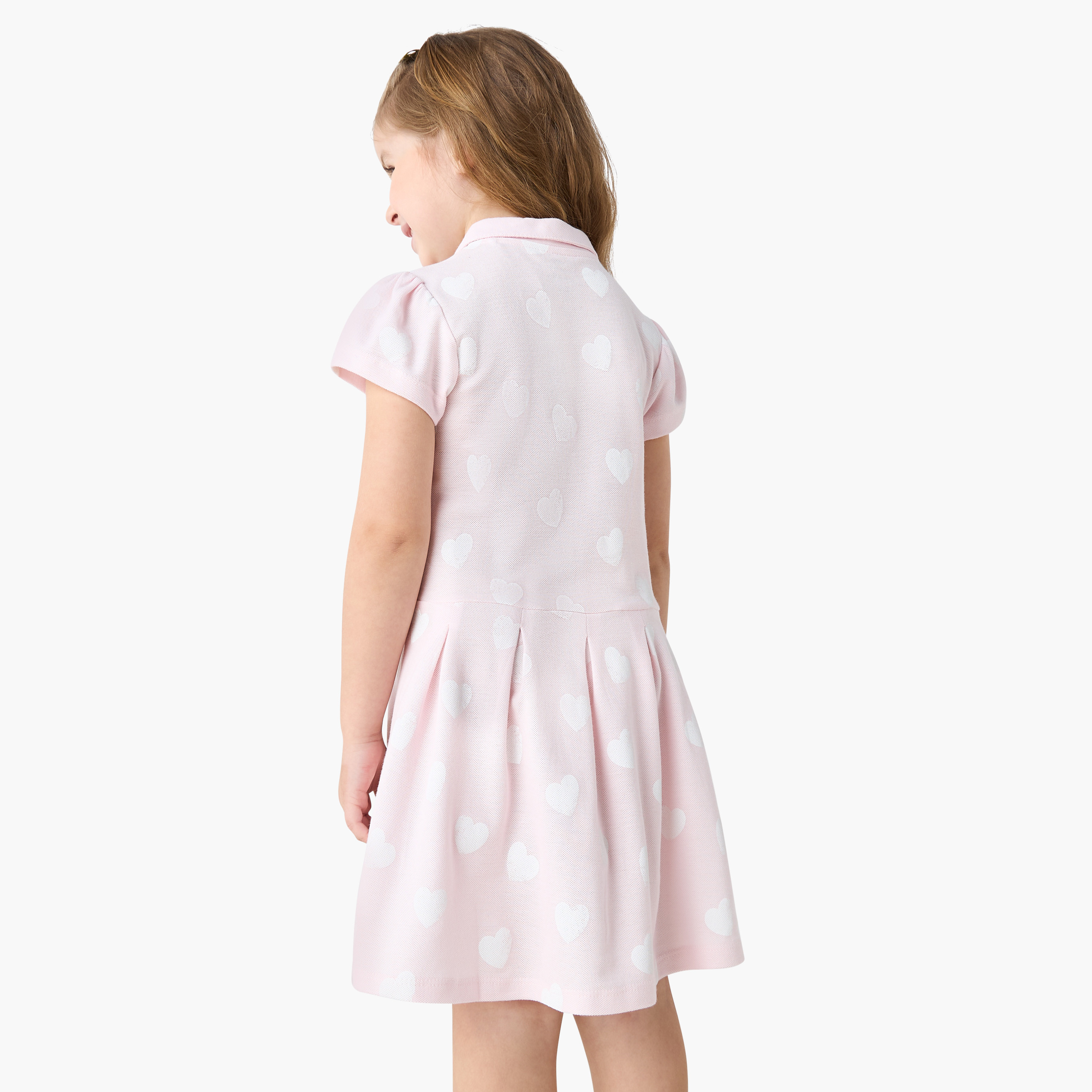Juniors Heart Print Polo Dress with Short Sleeves-girls-clothing-dressesandjumpsuits-image-3