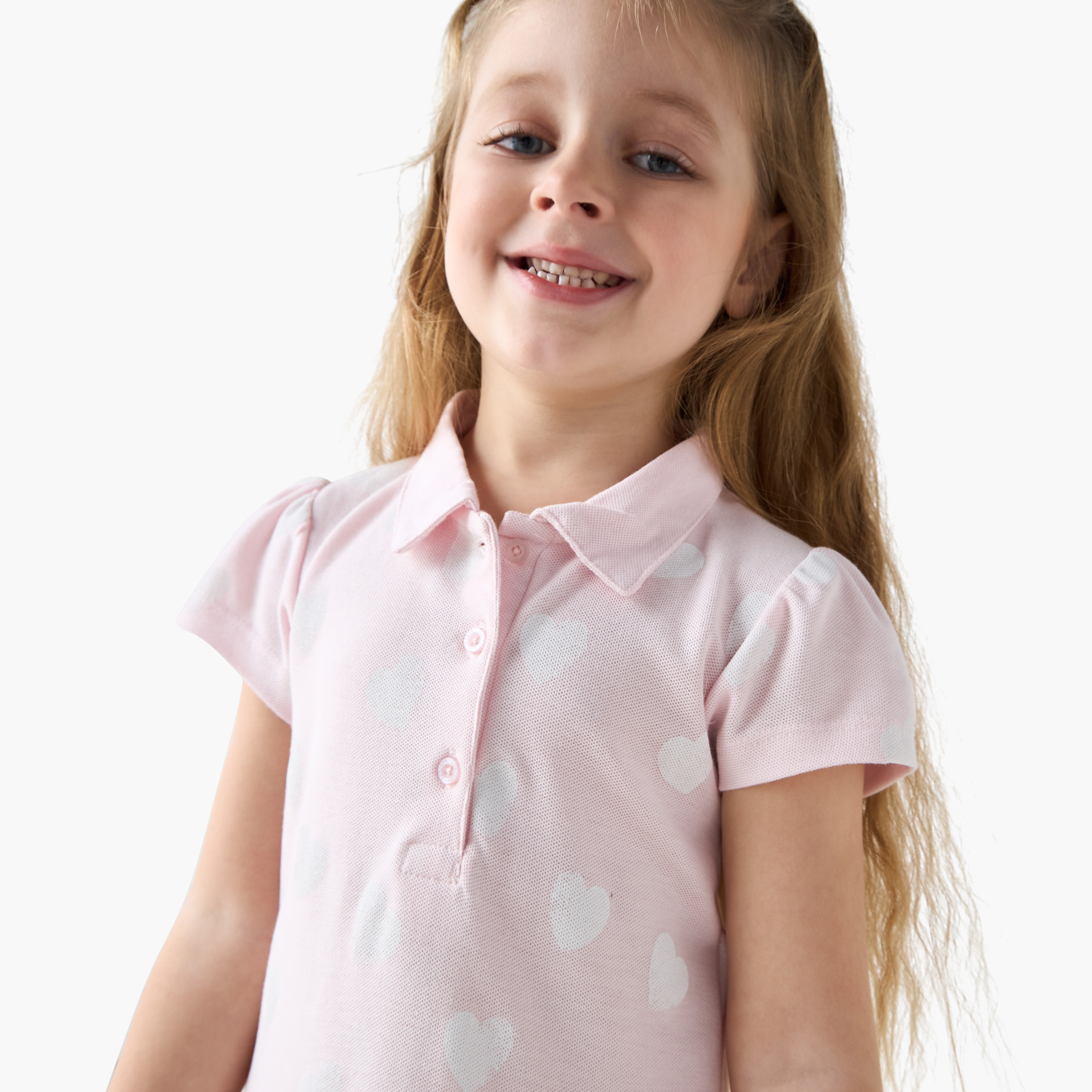 Juniors Heart Print Polo Dress with Short Sleeves-girls-clothing-dressesandjumpsuits-image-4