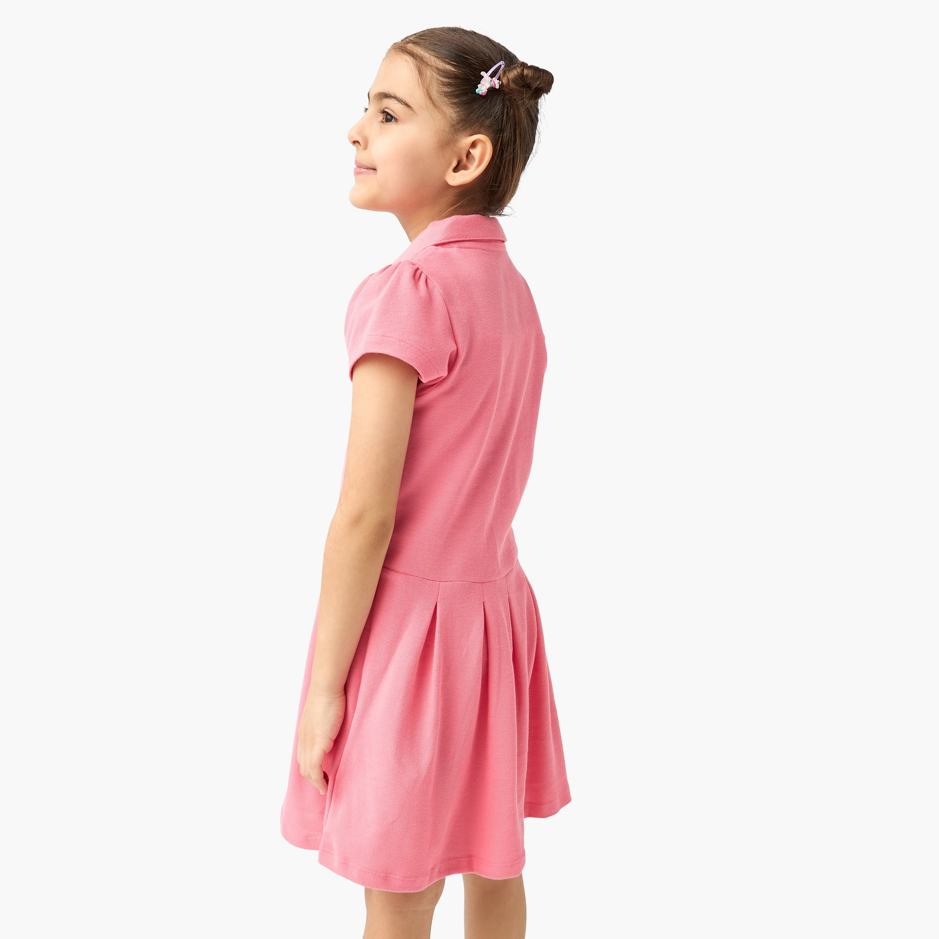 فستان بولو بارز الملمس بأكمام قصيرة وأزرار إغلاق من جونيورز-girls-clothing-dressesandjumpsuits-image-3