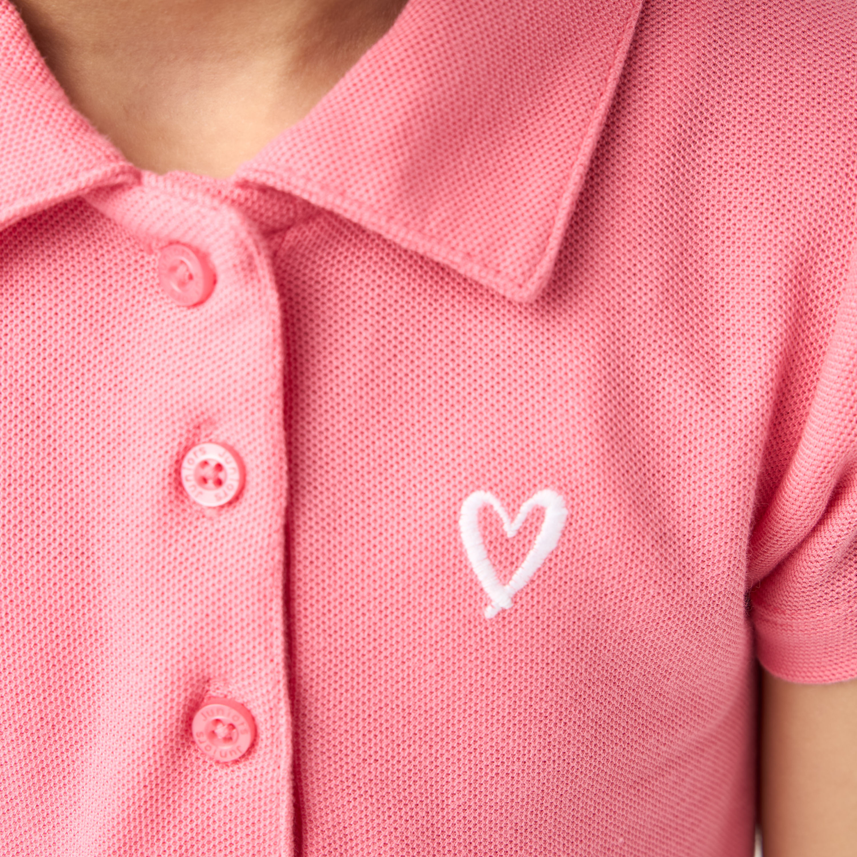 فستان بولو بارز الملمس بأكمام قصيرة وأزرار إغلاق من جونيورز-girls-clothing-dressesandjumpsuits-image-1