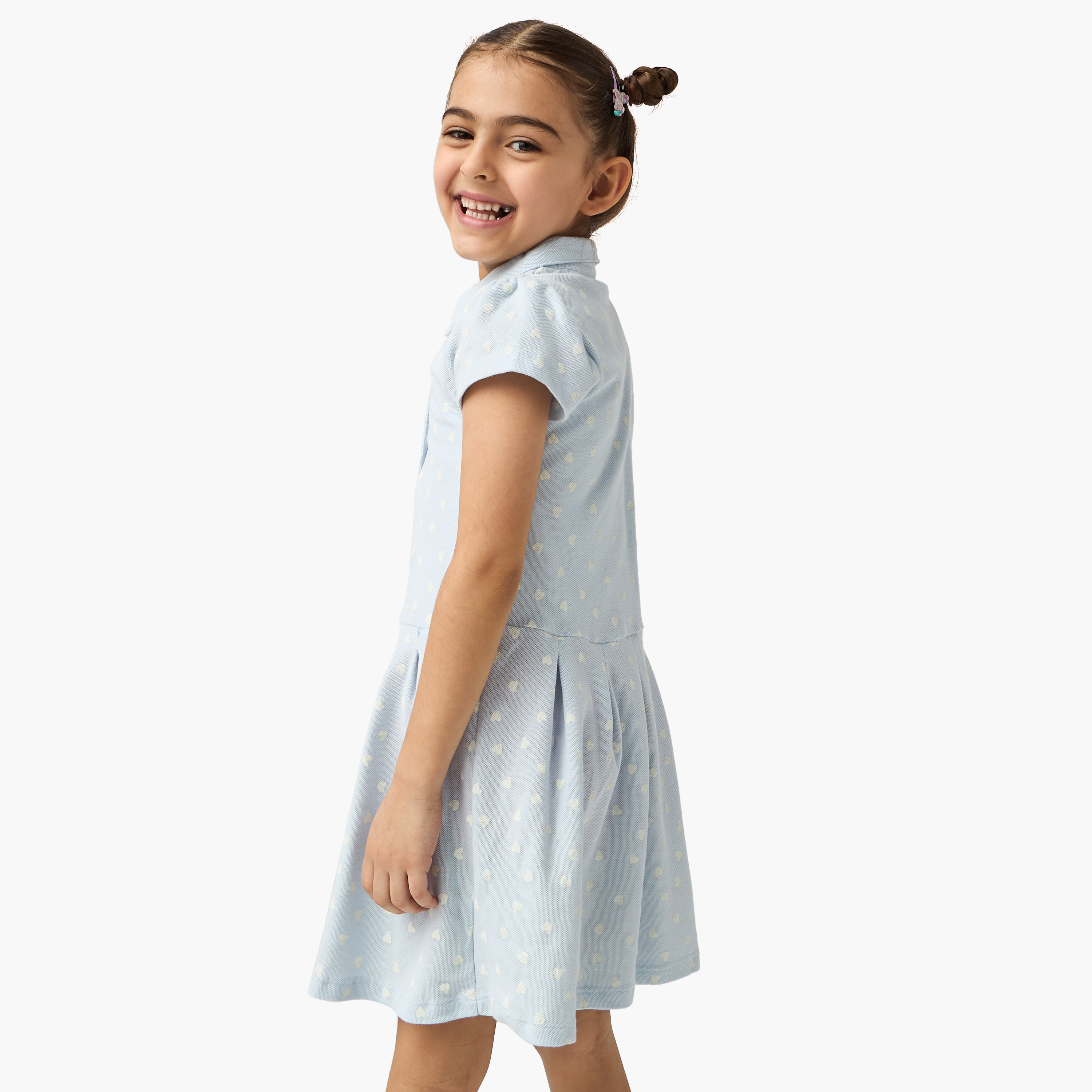 Juniors All-Over Heart Print Polo Dress with Short Sleeves and Button Closure-girls-clothing-dressesandjumpsuits-image-3