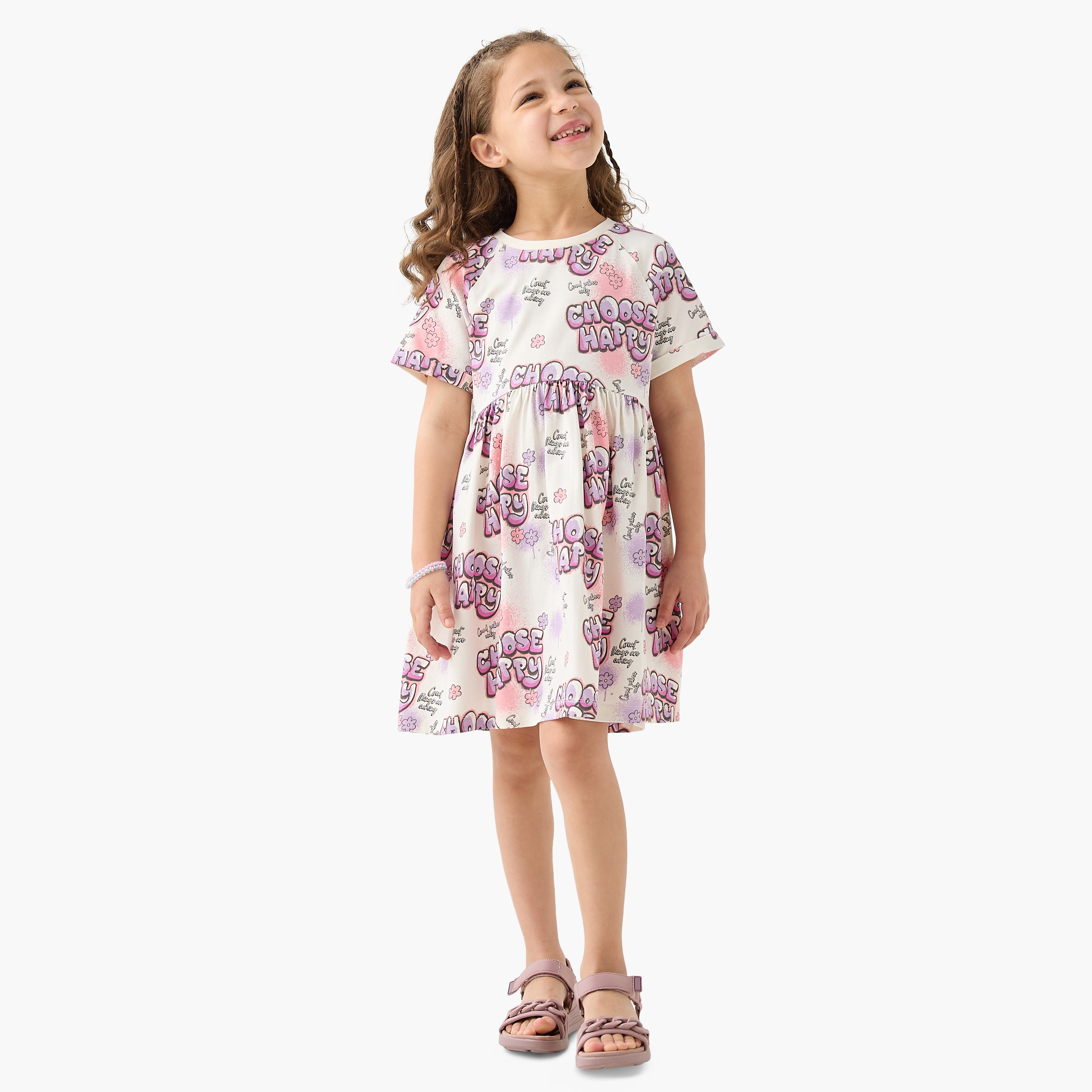 فستان بياقة مستديرة وأكمام قصيرة وطبعات من جونيورز-girls-clothing-dressesandjumpsuits-image-2