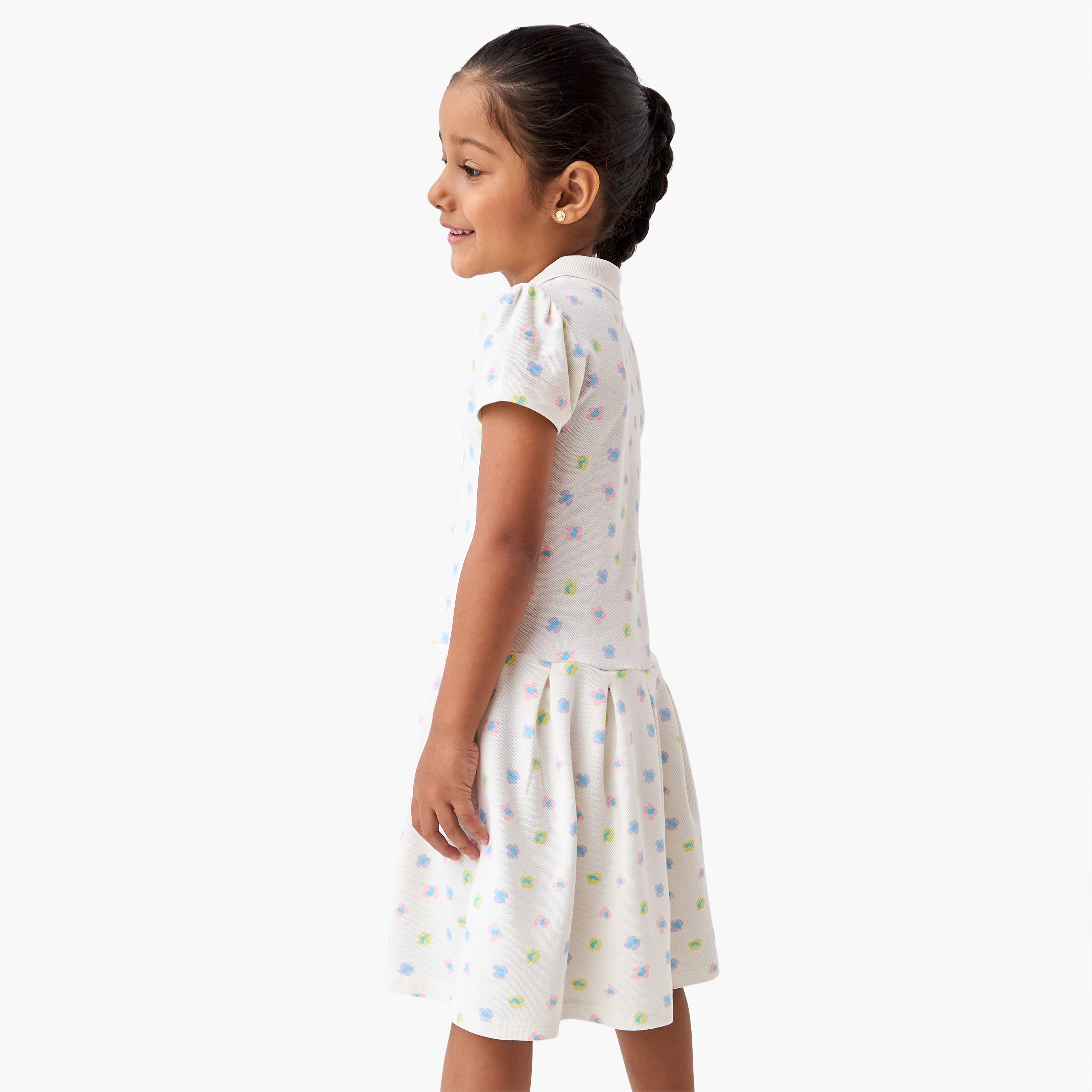 فستان بولو بأكمام قصيرة وطبعات زهرية من جونيورز-girls-clothing-dressesandjumpsuits-image-3