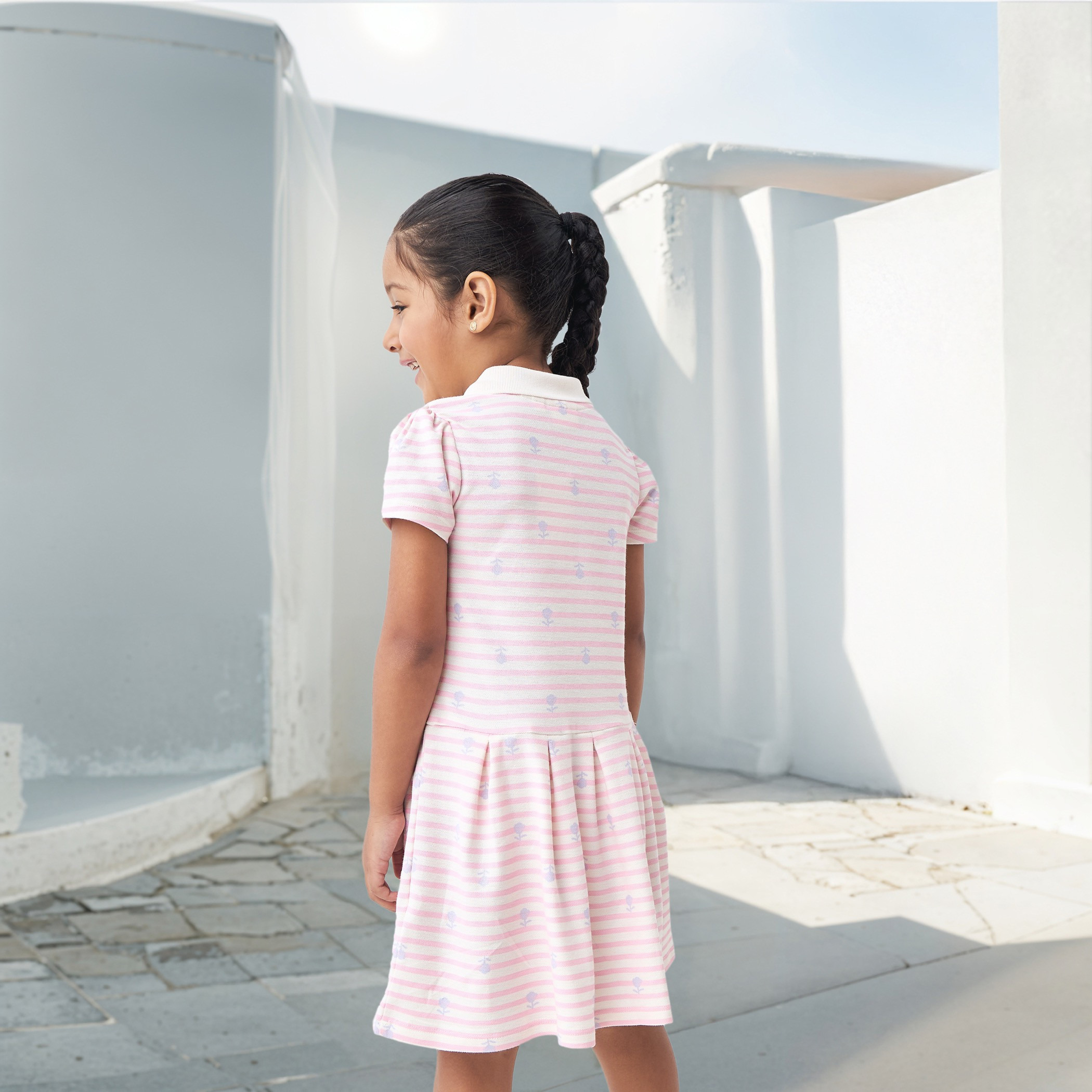 فستان إيه لاين بولو مخطط بأكمام قصيرة من جونيورز-girls-clothing-dressesandjumpsuits-image-3
