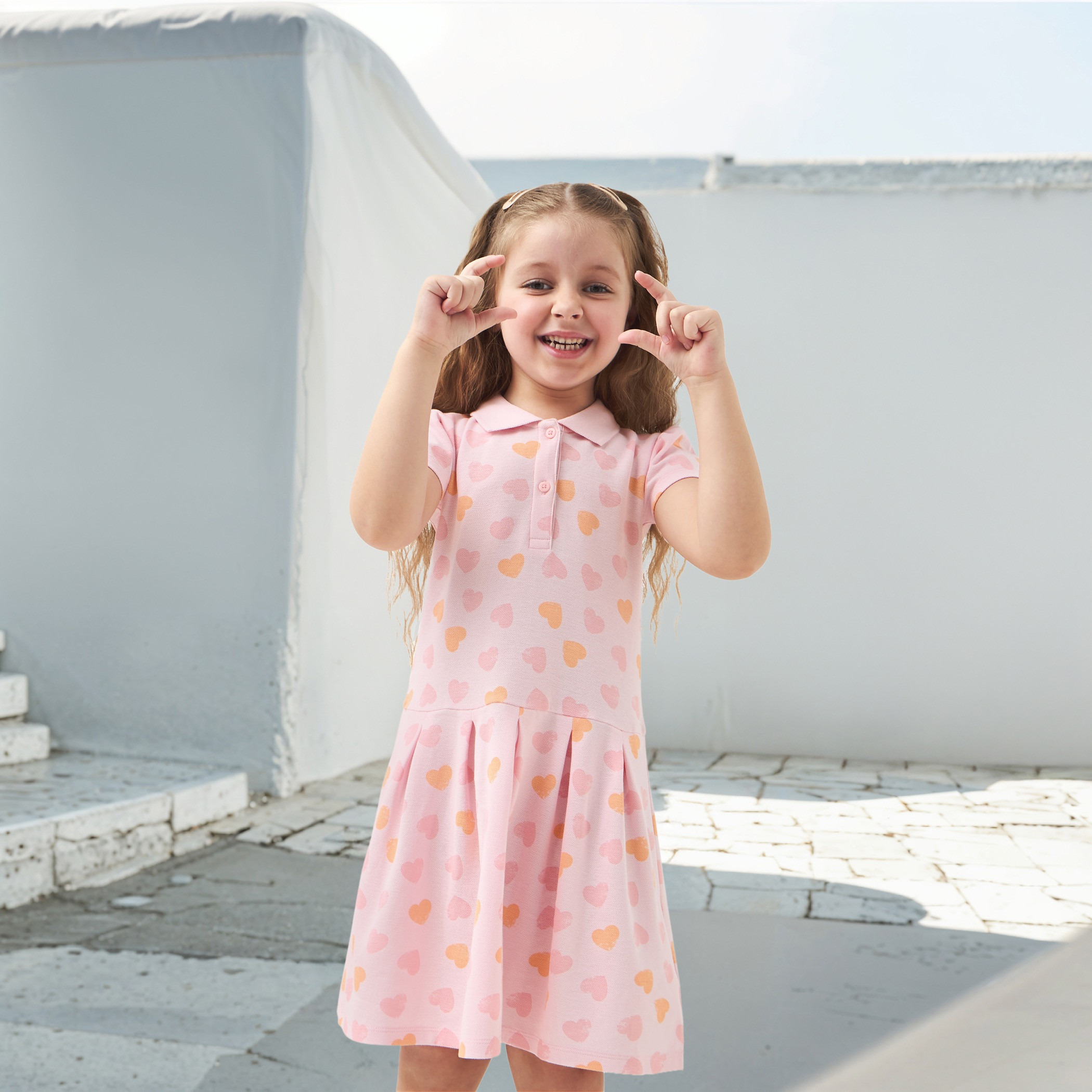 Juniors Floral Printed Polo Dress with Short Sleeves-girls-clothing-dressesandjumpsuits-image-1