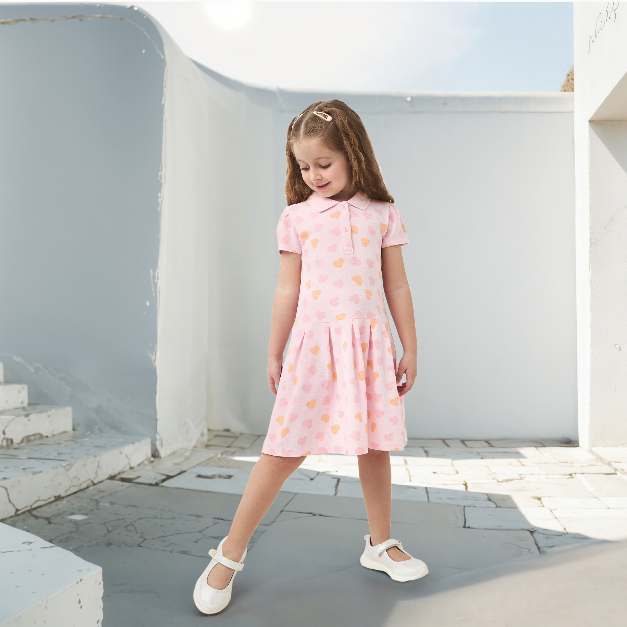 Juniors Floral Printed Polo Dress with Short Sleeves-girls-clothing-dressesandjumpsuits-image-2