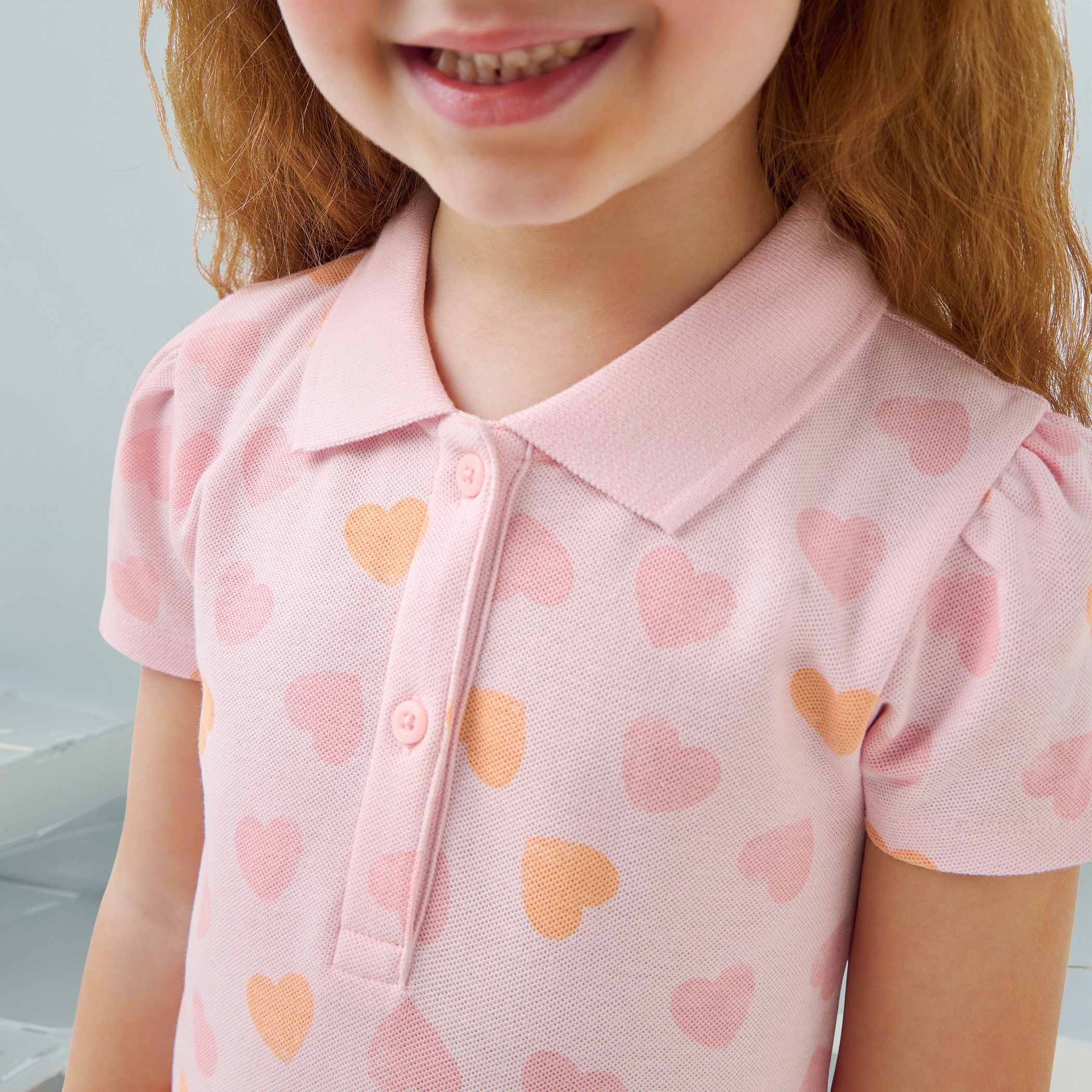 Juniors Floral Printed Polo Dress with Short Sleeves-girls-clothing-dressesandjumpsuits-image-4