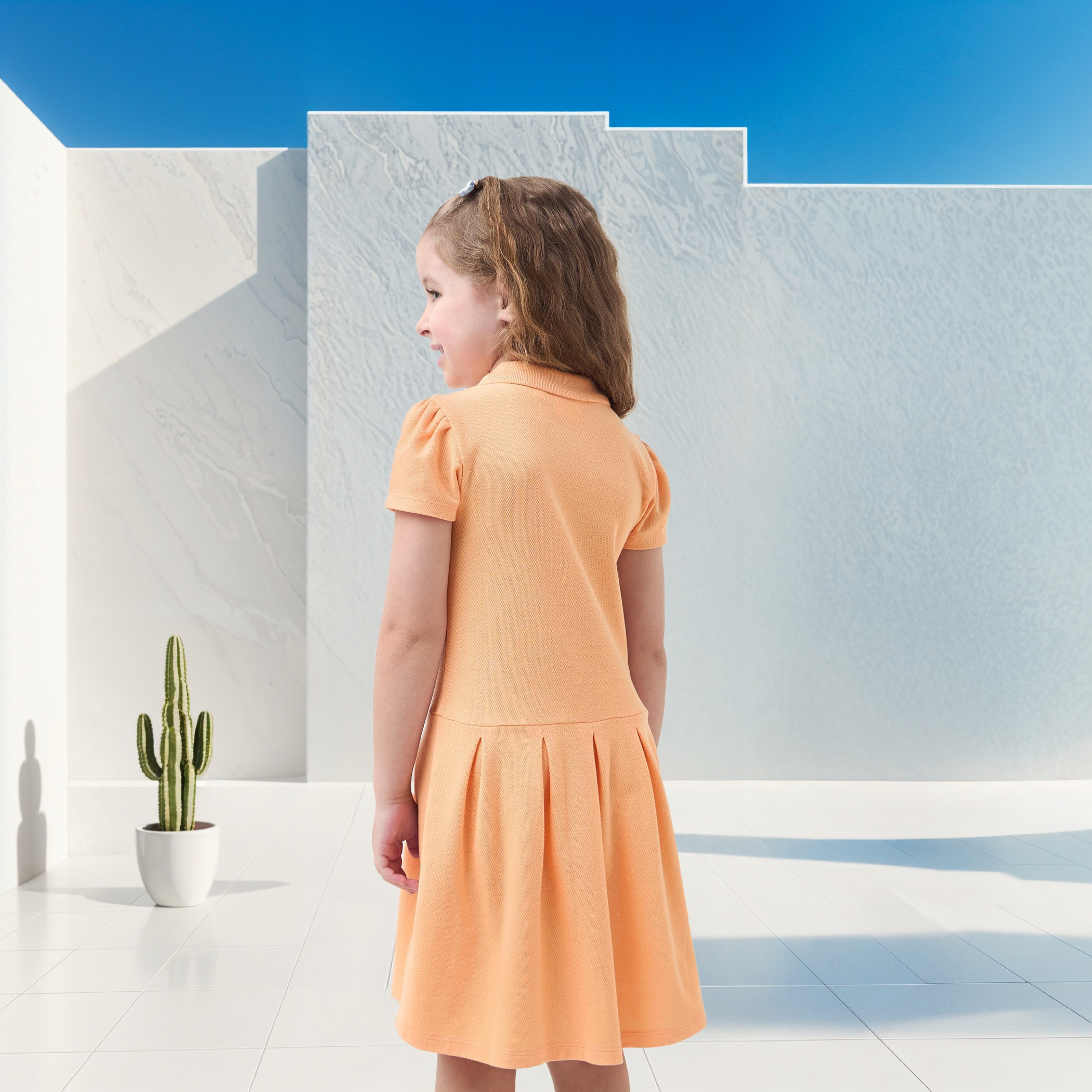 فستان بولو بأكمام قصيرة وتطريز زهري من جونيورز-girls-clothing-dressesandjumpsuits-image-3