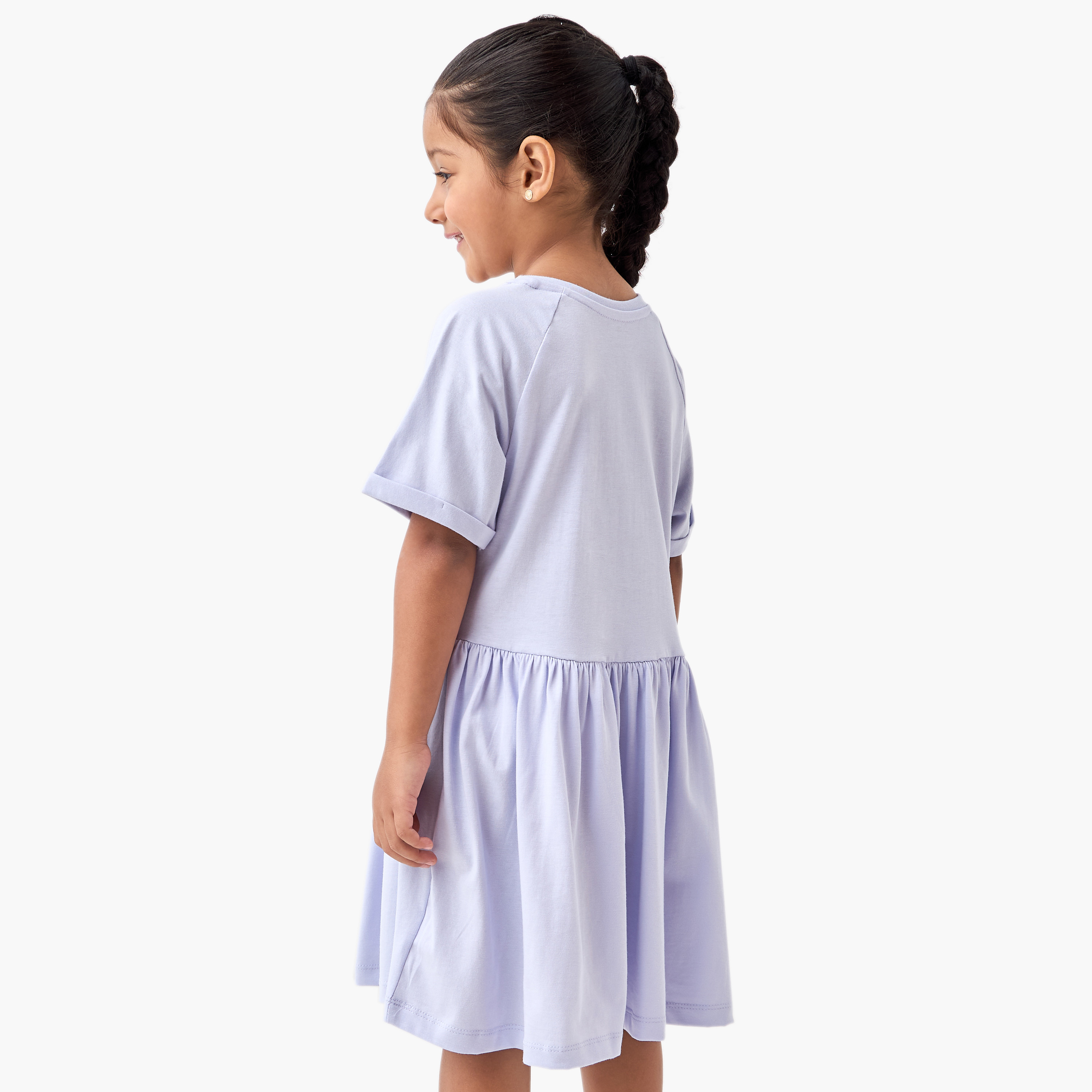 Juniors Printed A-line Dress with Raglan Sleeves-girls-clothing-dressesandjumpsuits-image-3