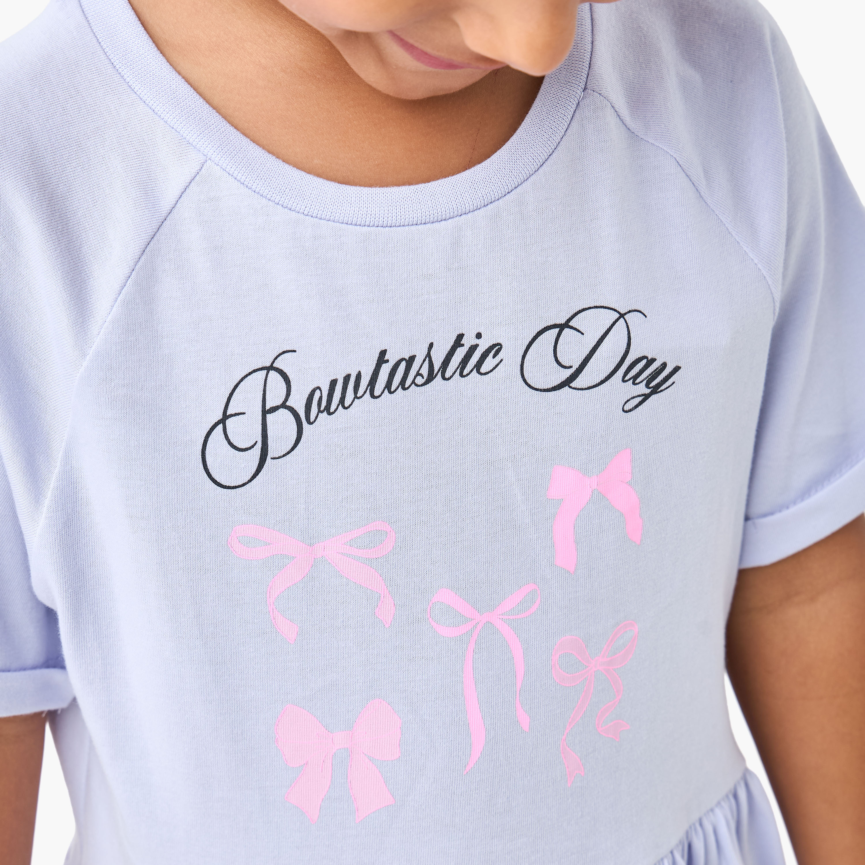 Juniors Printed A-line Dress with Raglan Sleeves-girls-clothing-dressesandjumpsuits-image-4